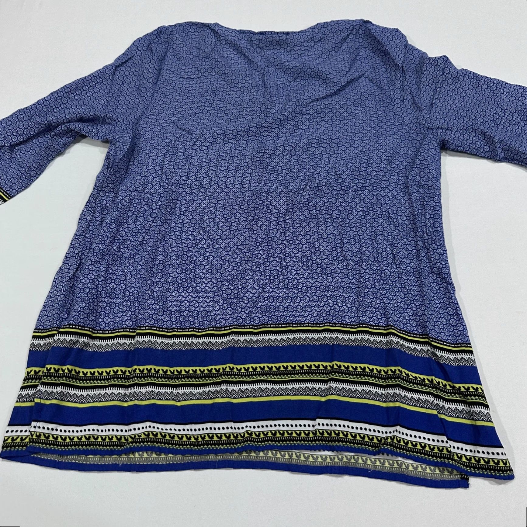 Willi Smith Willi Smith Blouse Womens L Blue Tunic 3/4 Sleeve V Neck Boho Hippie Prairie Geometric Lightweight Relaxed Vintage No Size L / US 10 / IT 46 - 5 Thumbnail