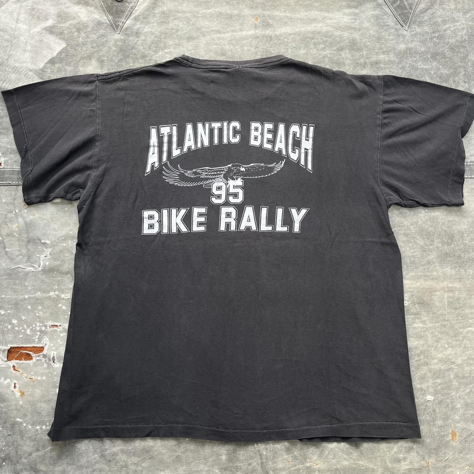 Vintage Vintage Faded Atlantic Beach Bike Rally Motorcycle Beer Tee Size US XL / EU 56 / 4 - 2 Thumbnail