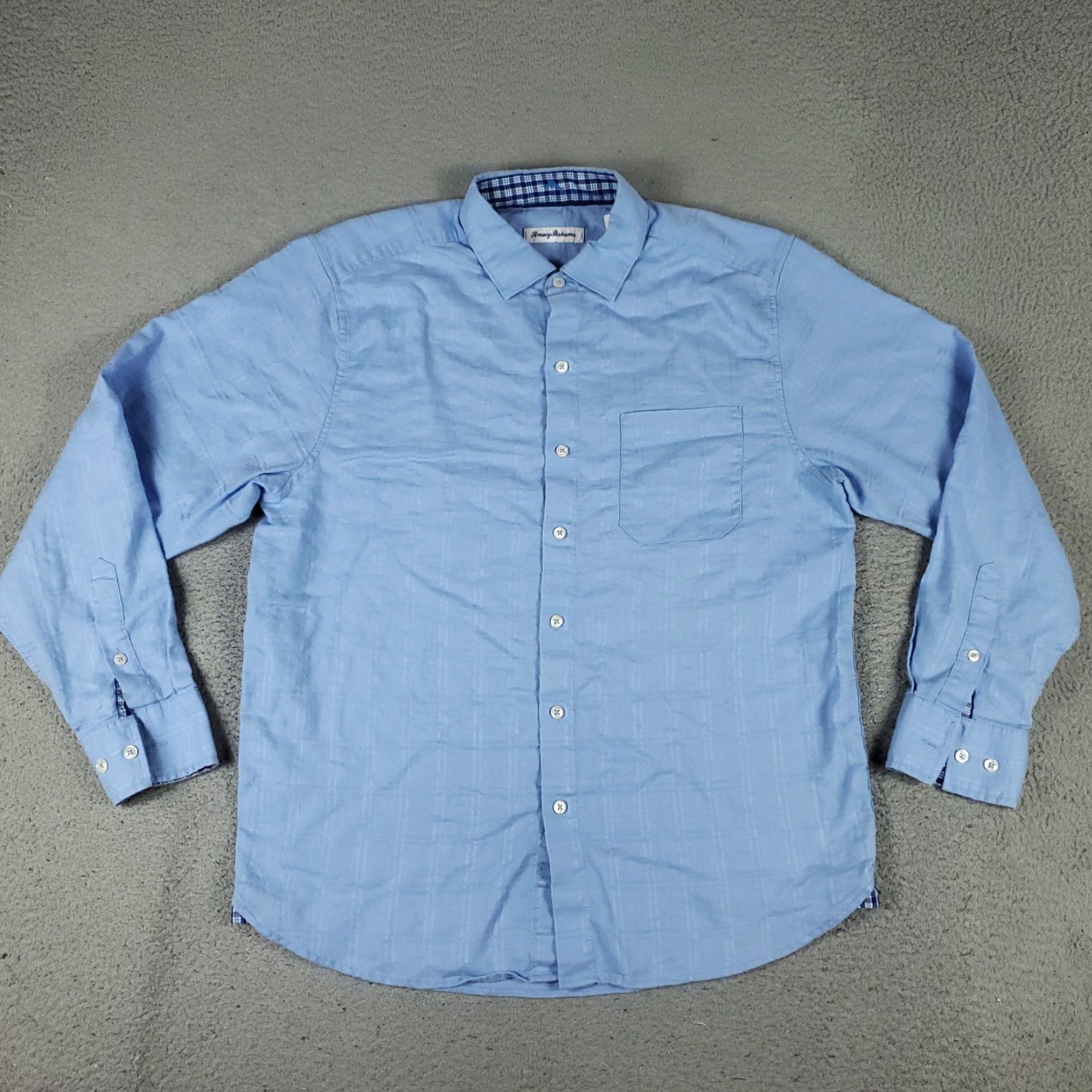 Tommy Bahama VINTAGE Tommy Bahama Shirt Men's Medium Blue Linen Button-Up Long Sleeve Casual Resort Beach Classic Size US M / EU 48-50 / 2 - 2 Thumbnail