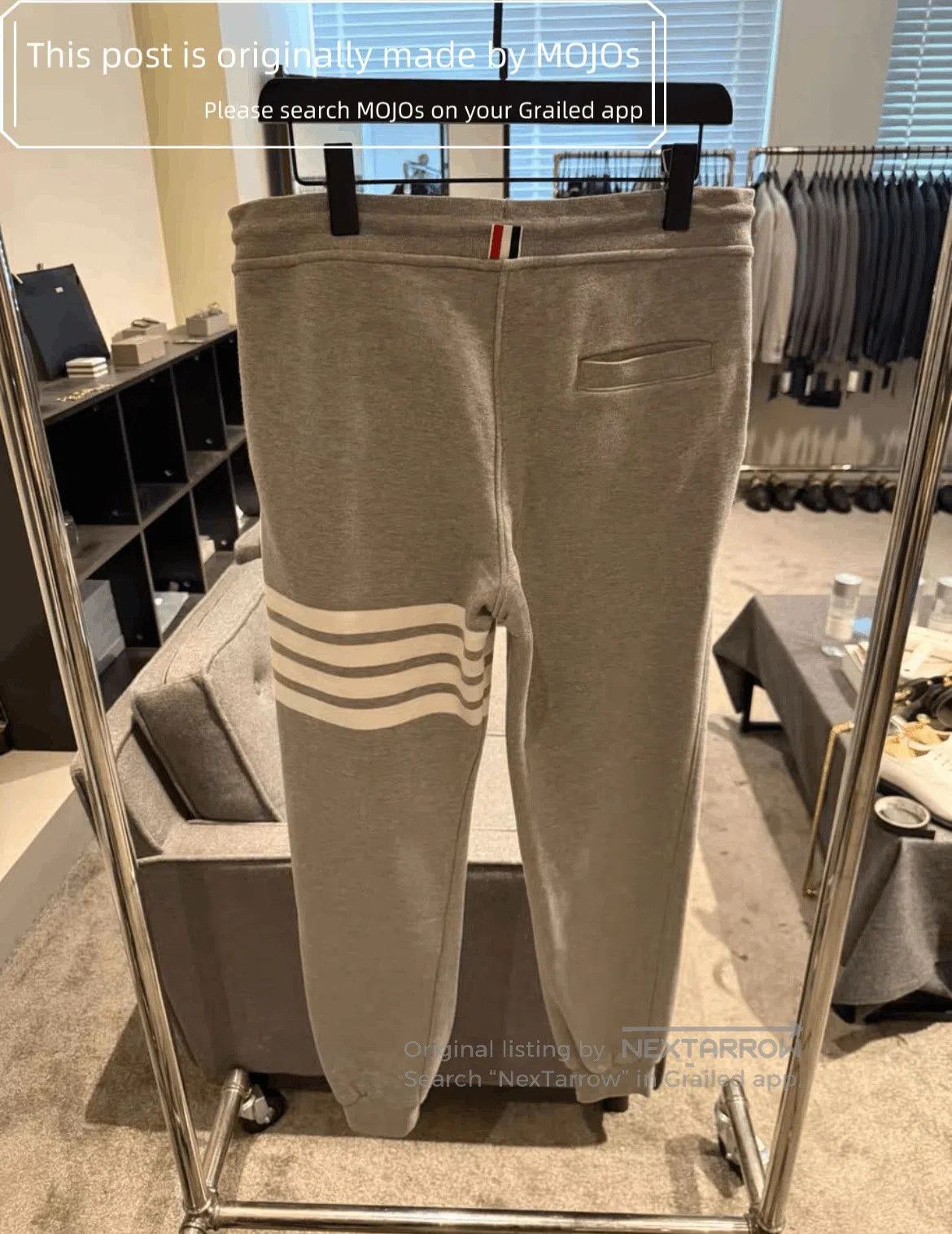 Thom Browne Sz 1 Thom Browne Four White Stripe Gray Sweatpants. Size US 30 / EU 46 - 2 Thumbnail
