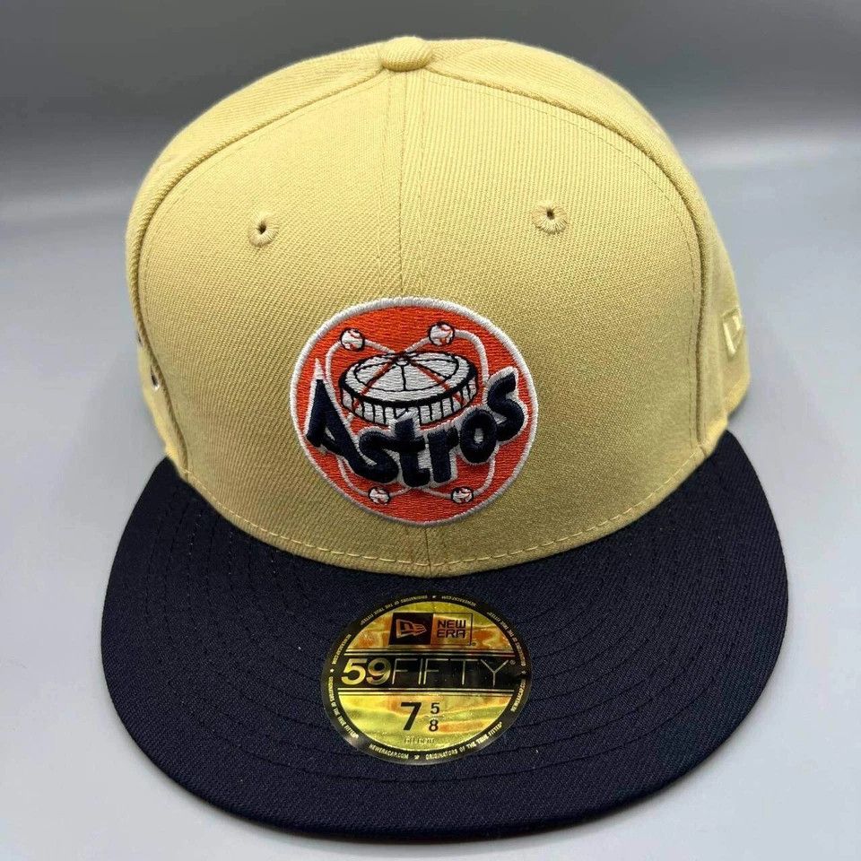New Era Houston Astros Hat Men 7 5/8 59Fifty New Era MLB Fitted Cap Size ONE SIZE - 3 Thumbnail