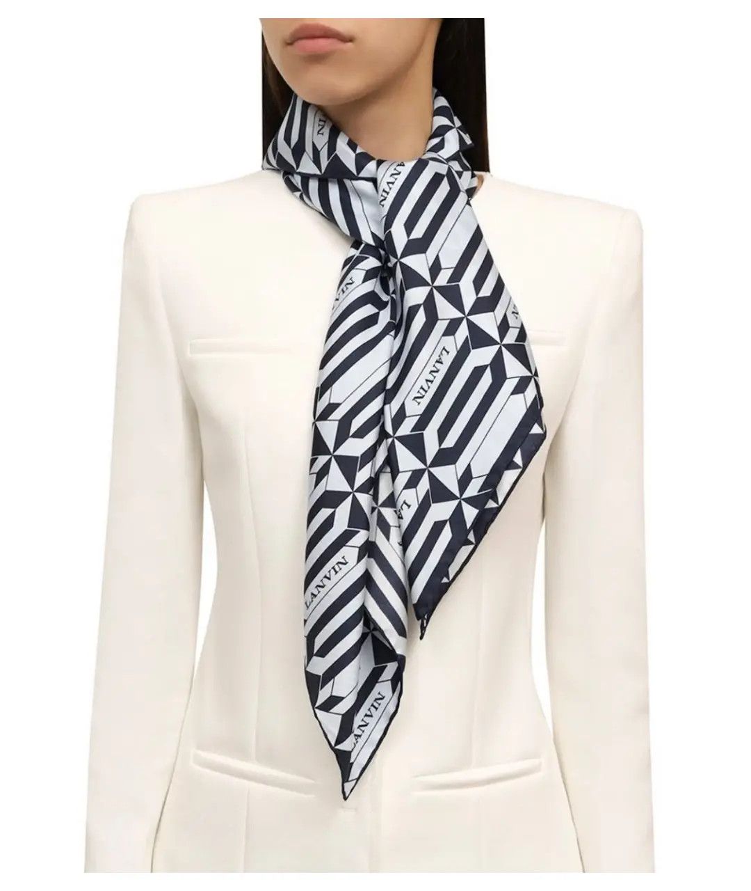 Lanvin o1y0326 Size : OS / Scarf in Sky Blue/Black Size ONE SIZE - 3 Thumbnail