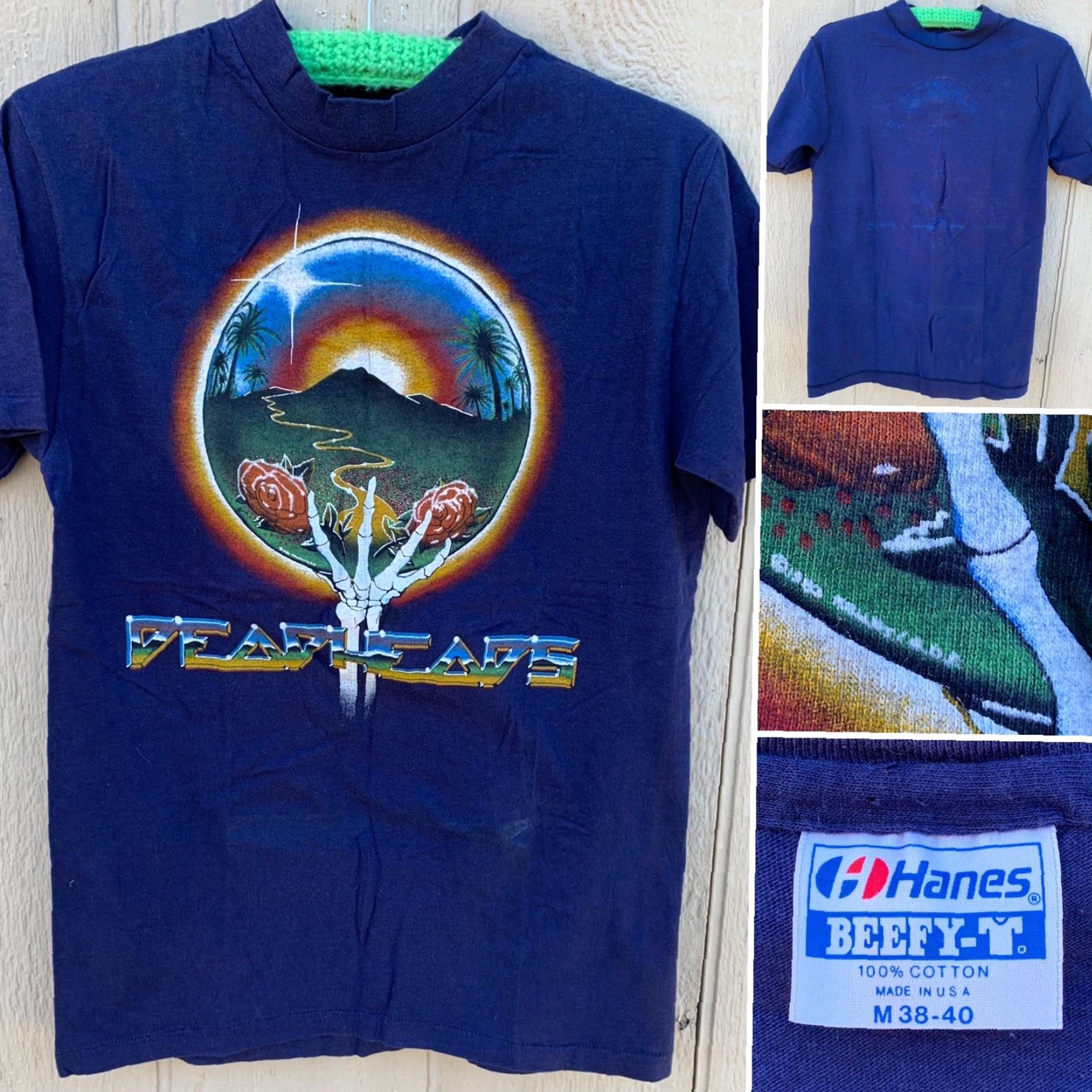 Hanes vtg Deadheads t-shirt 1980s Mens M Blue 100% cotton Hanes Beefy-T graphic tee Psychedelic Art 80s Size US M / EU 48-50 / 2 - 4 Thumbnail