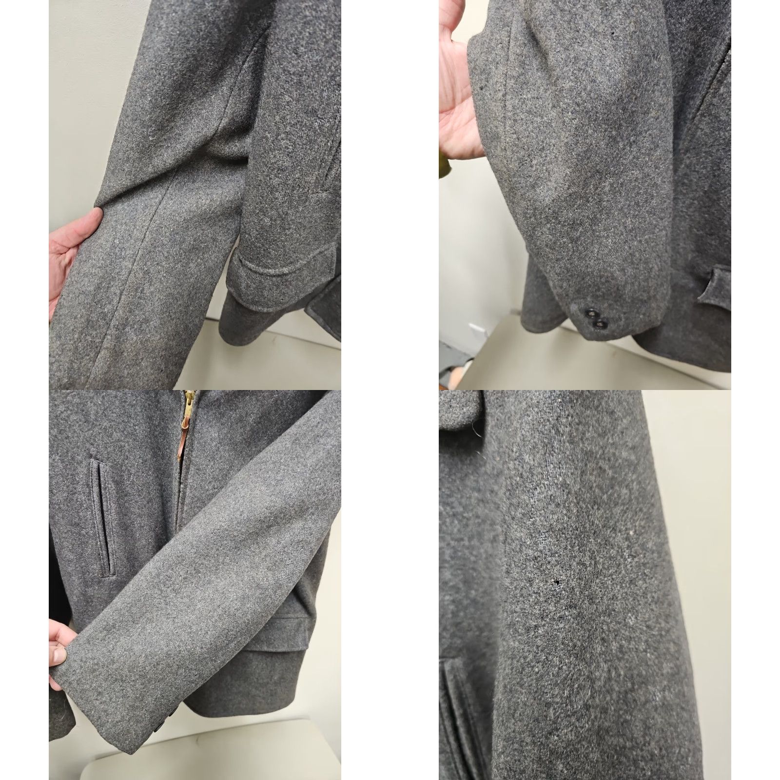 J Brand VINTAGE Buck Skein Brand Wool Thermalized Coat Jacket Outdoor 38 Gray 1950s Rockabilly Mens Size US XXS / EU 40 - 8 Thumbnail