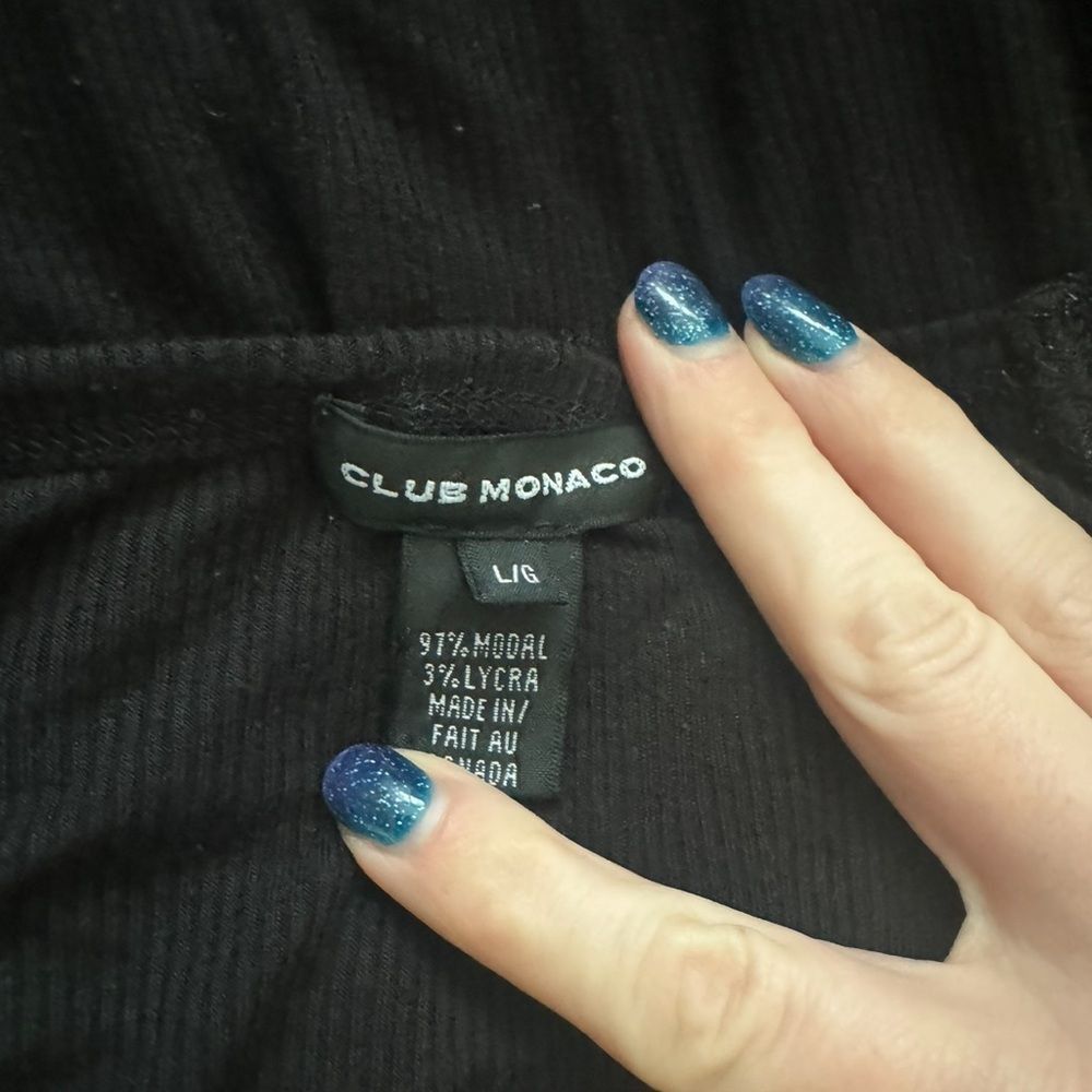 Club Monaco Club Monaco Black Ribbed Racerback Tank Top SZ L Modal Blend Size L / US 10 / IT 46 - 4 Thumbnail