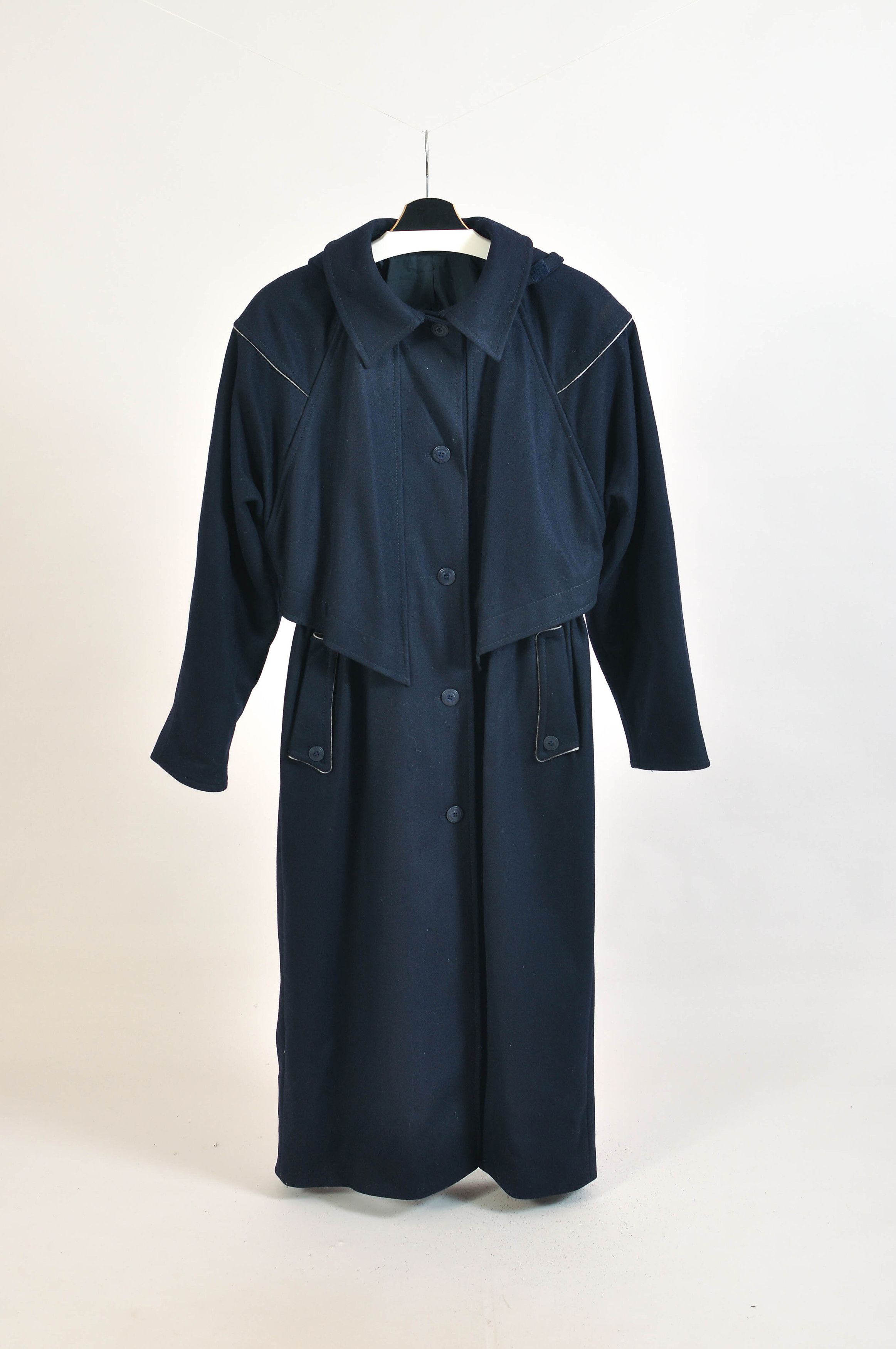 Vintage Early 80s Scandia Norse Design Dark Blue Maxi Coat