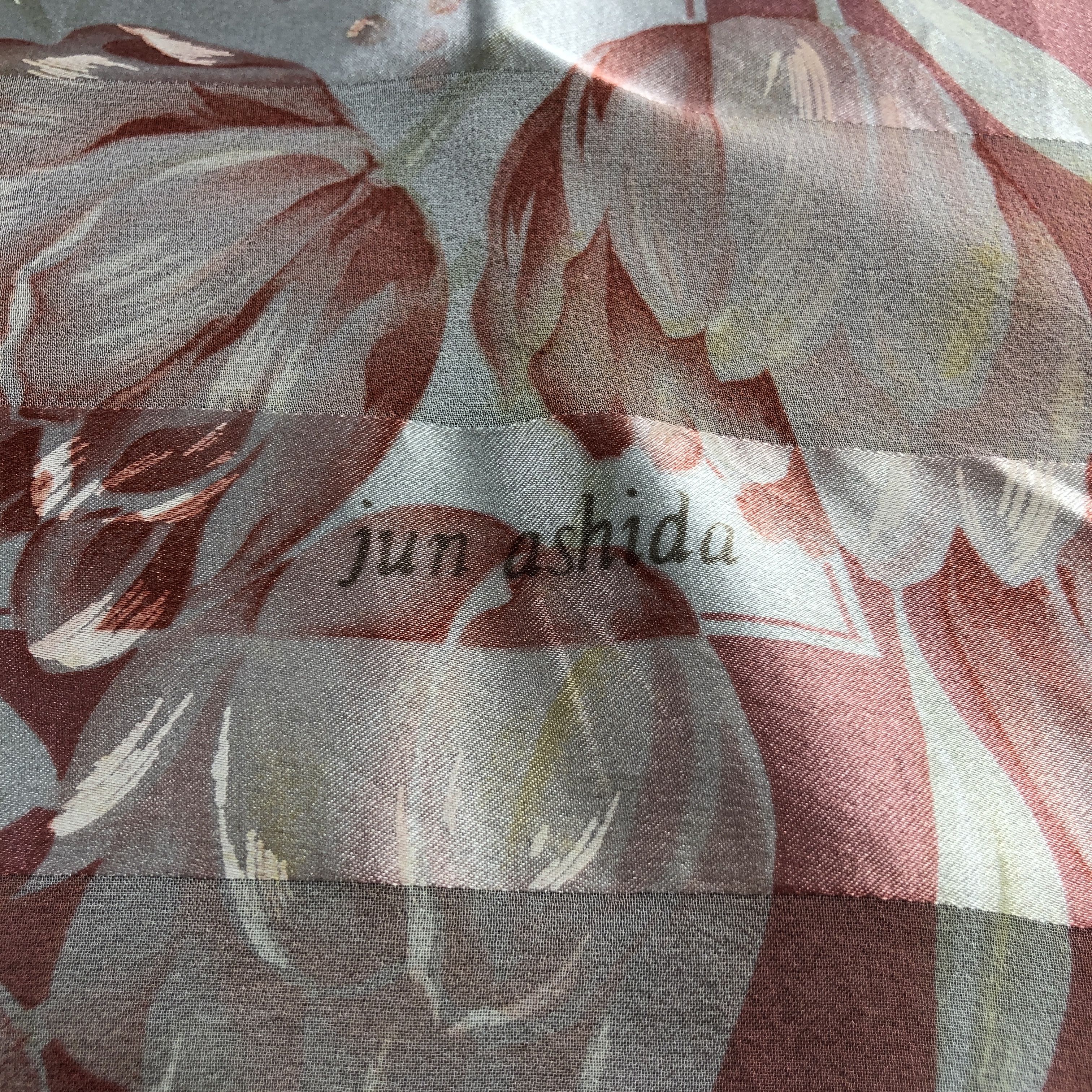 Japanese Brand Jun Ashida Floral Silk Scarf M1371 Size ONE SIZE - 4 Thumbnail