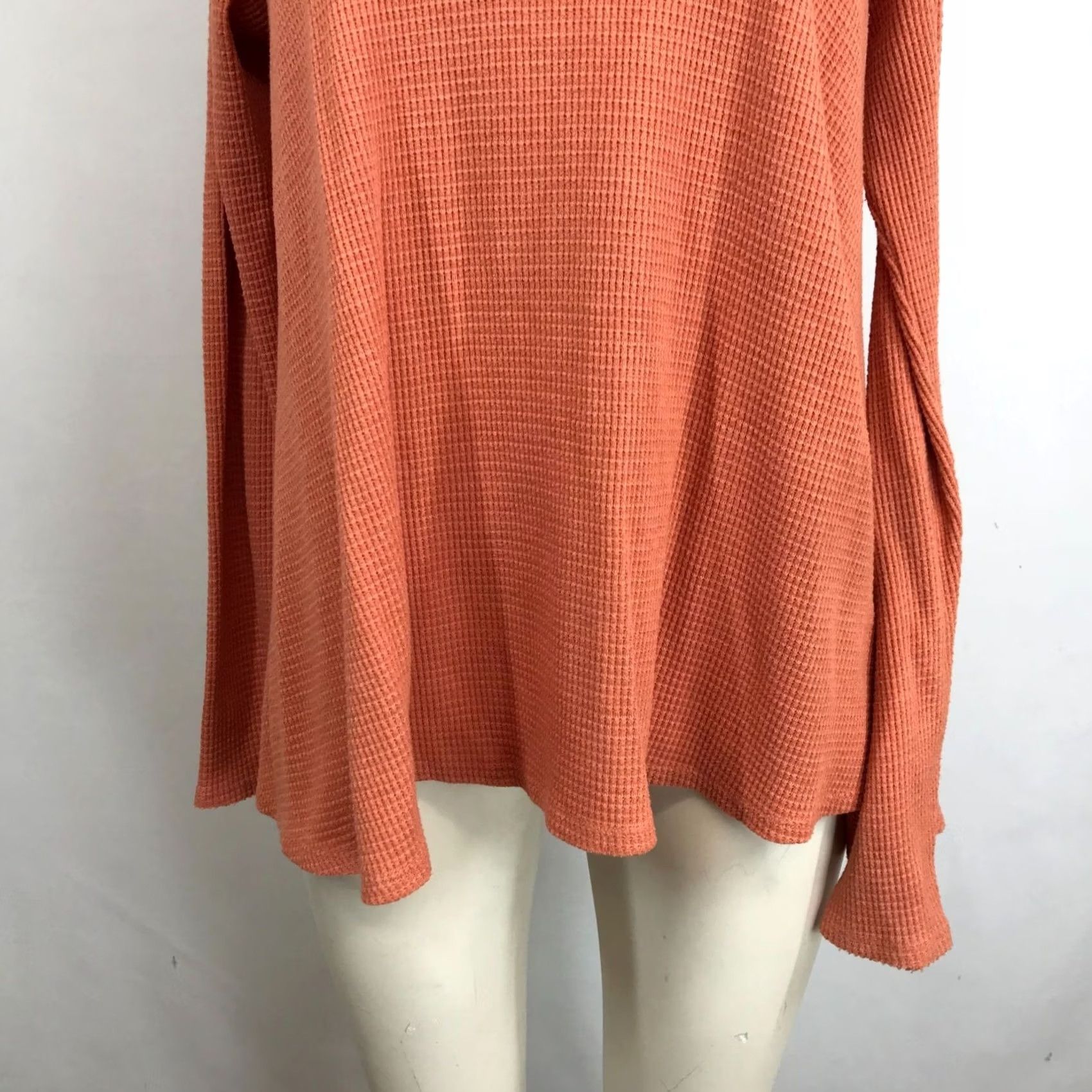 Vintage We The Free Shirt Womens M Orange WOMEN LONG SLEEVE WAFFLE KNIT TOP Size M / US 6-8 / IT 42-44 - 3 Thumbnail
