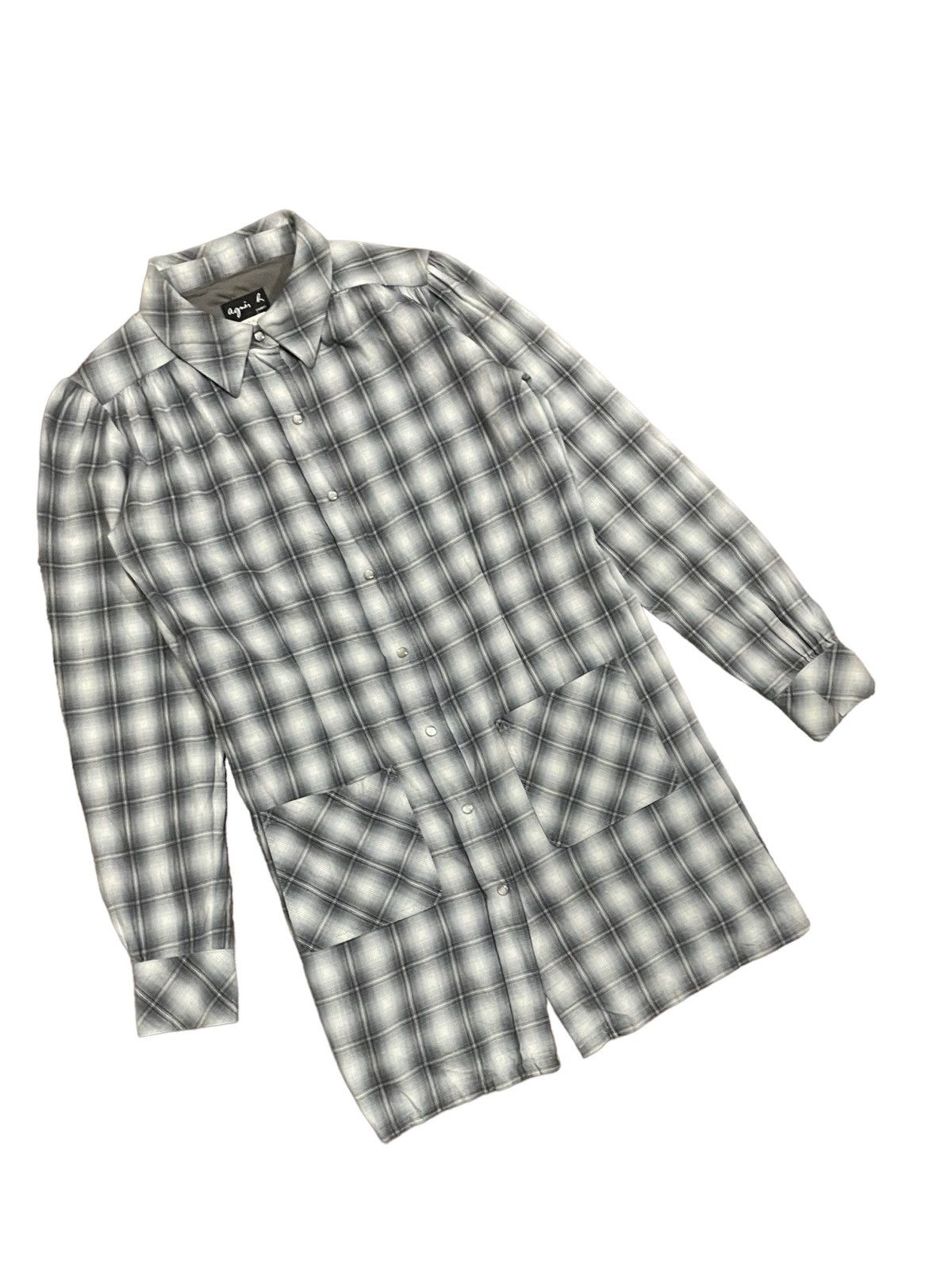 agnes b. Agnes B. Vintage 90s Shadow Plaid Blouse Size M / US 6-8 / IT 42-44 - 14 Thumbnail