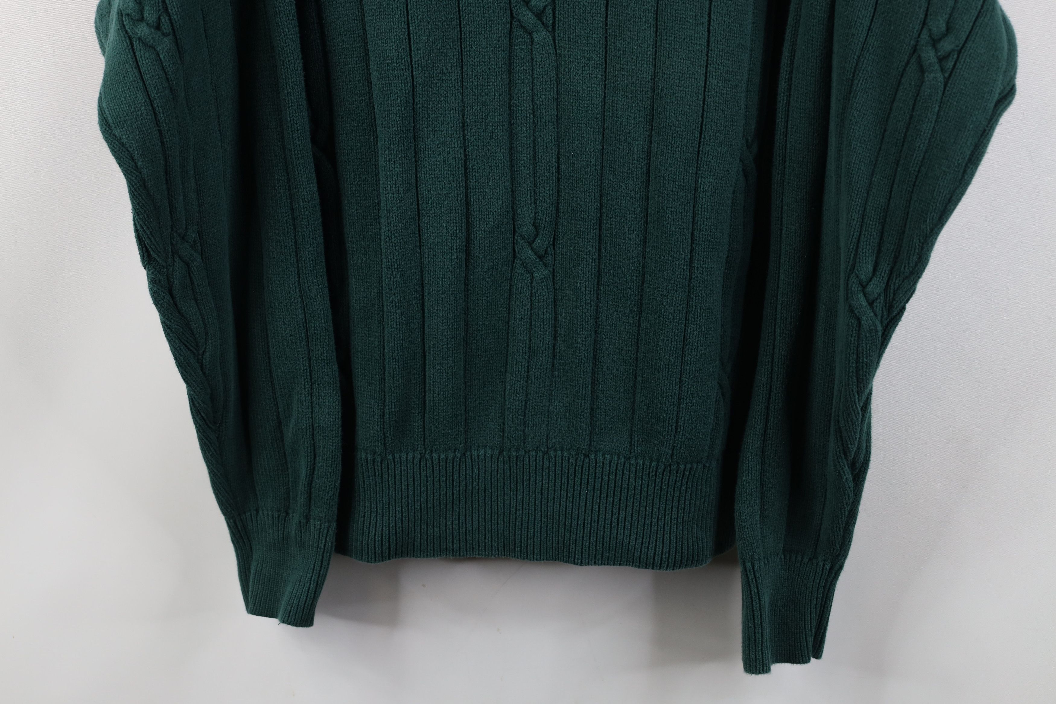 Nautica Vintage 90s Nautica Cotton Cable Ribbed Knit Sweater Green Size US L / EU 52-54 / 3 - 3 Thumbnail