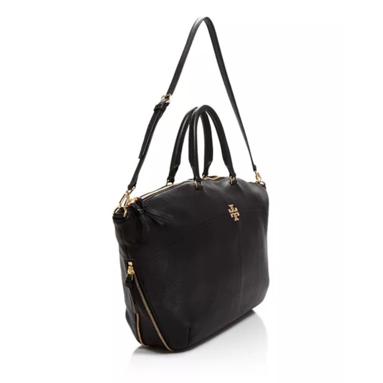 Tory Burch Tory Burch Ivy Slouchy Leather Satchel Large Black Handbag Size ONE SIZE - 2 Thumbnail