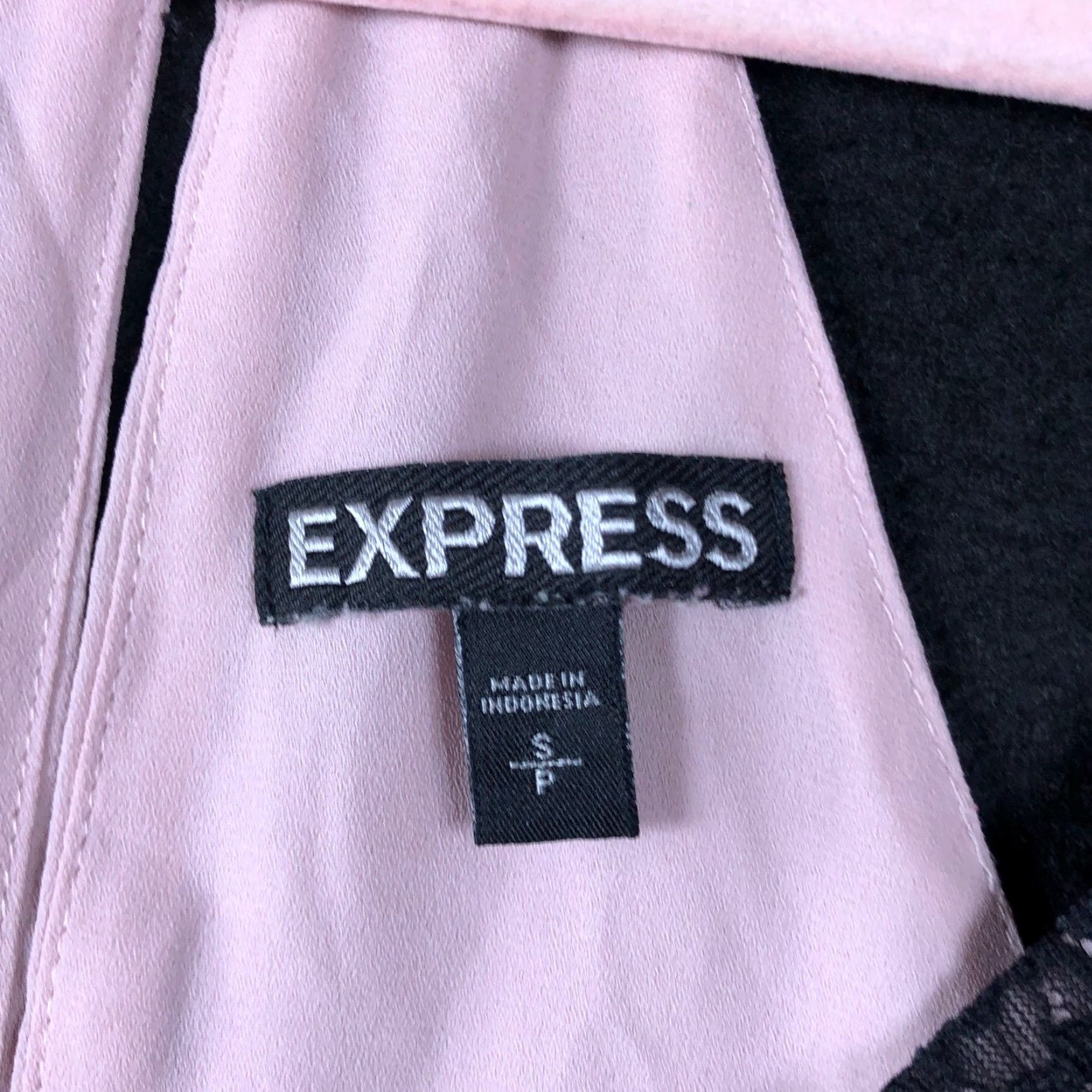 Express Express Womens Blouse Pink Black Lace V Neck Sleeveless Tank Keyhole Back Small Size S / US 4 / IT 40 - 6 Thumbnail