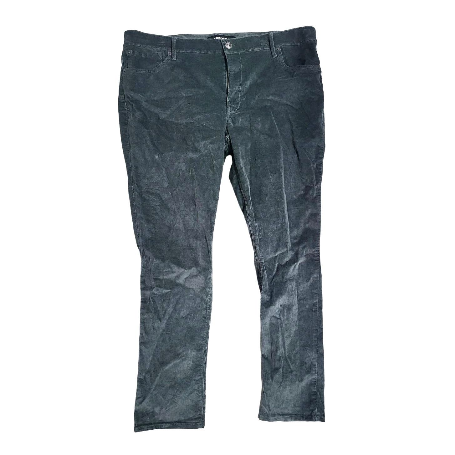 Express Express Dark Green Corduroy Mid Rise Pant Legging - 18L Size 40" / US 18 - 2 Thumbnail