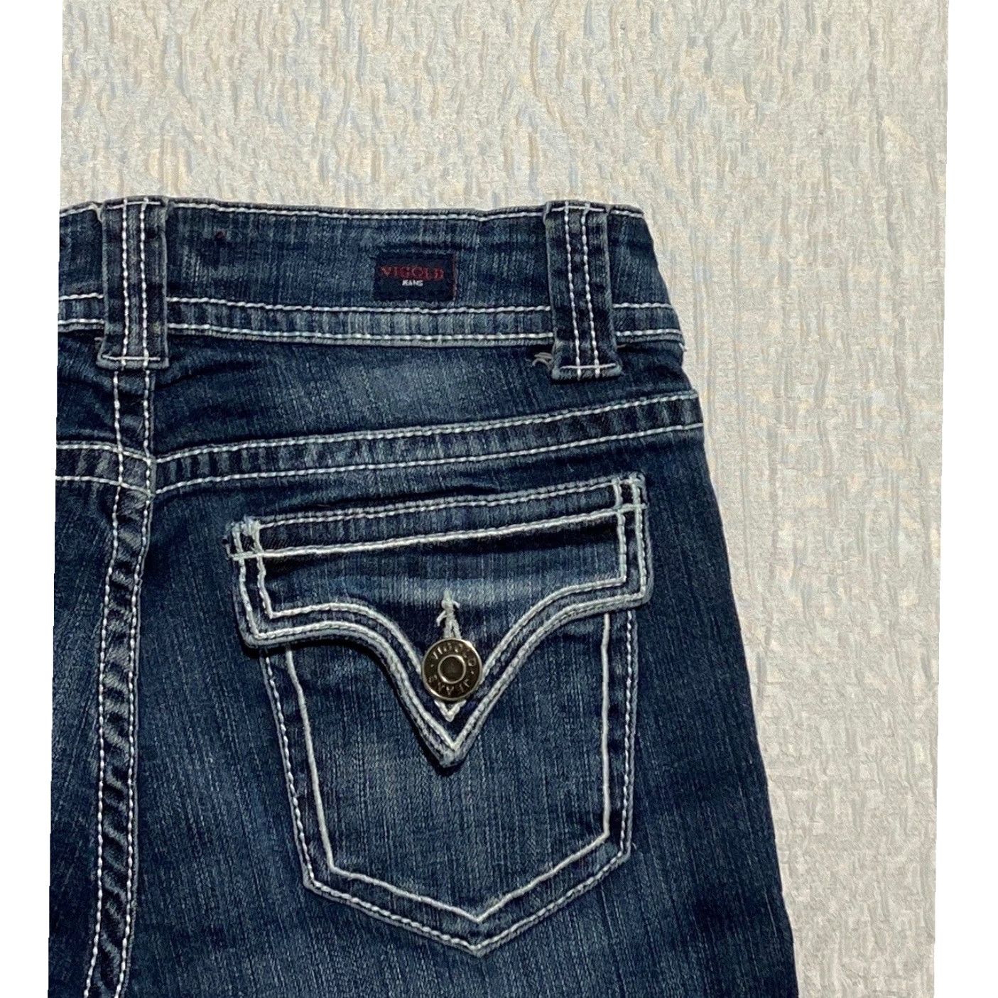 Denime VIGOLD Jeans 9 Women's Skinny Denim Dark Wash 5-Pocket Pockets White Stitch 30x30 Size 30" / US 8 / IT 44 - 2 Thumbnail