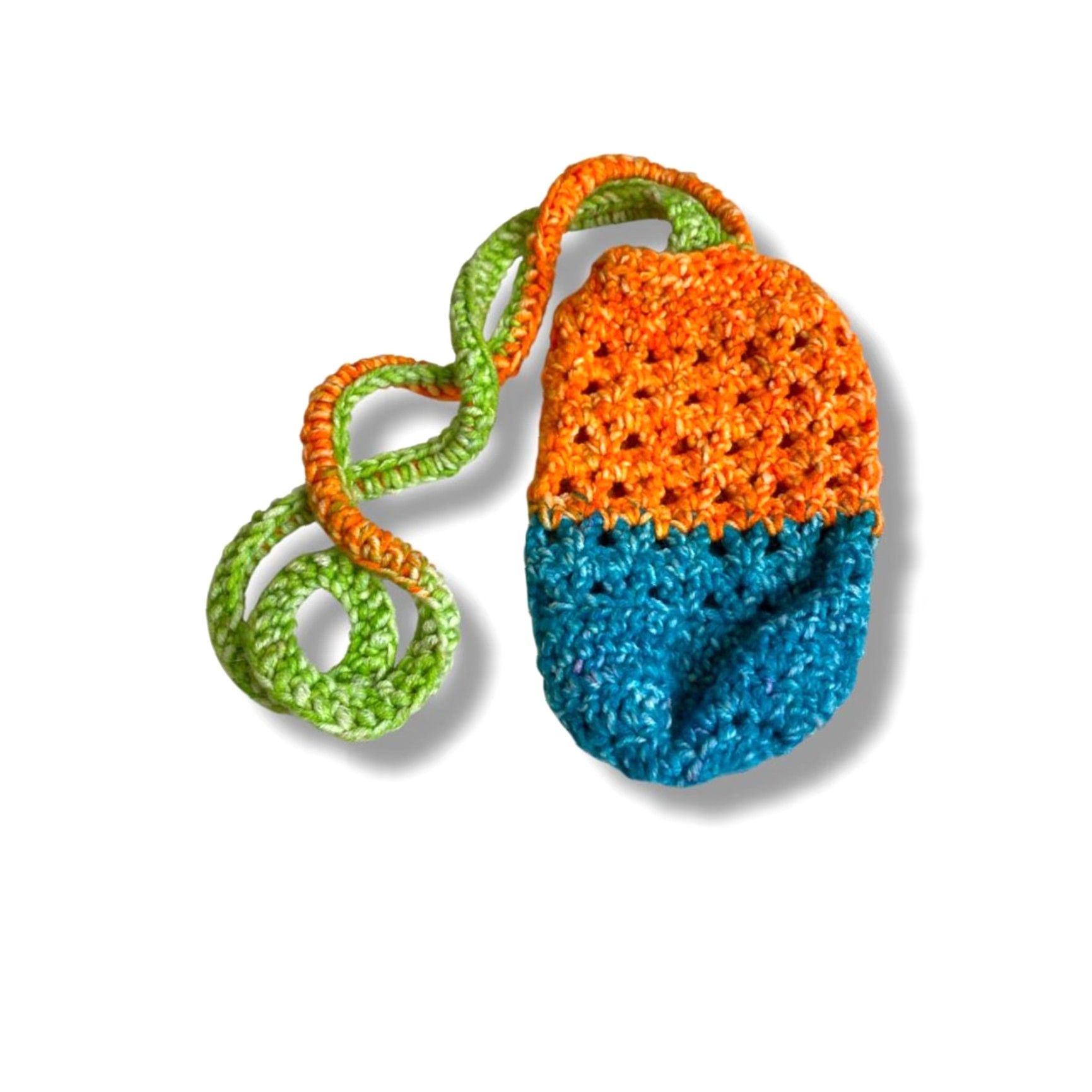 Vintage VINTAGE Crochet Handmade Shoulder Bag Orange Blue Water Bottle Size ONE SIZE - 2 Thumbnail