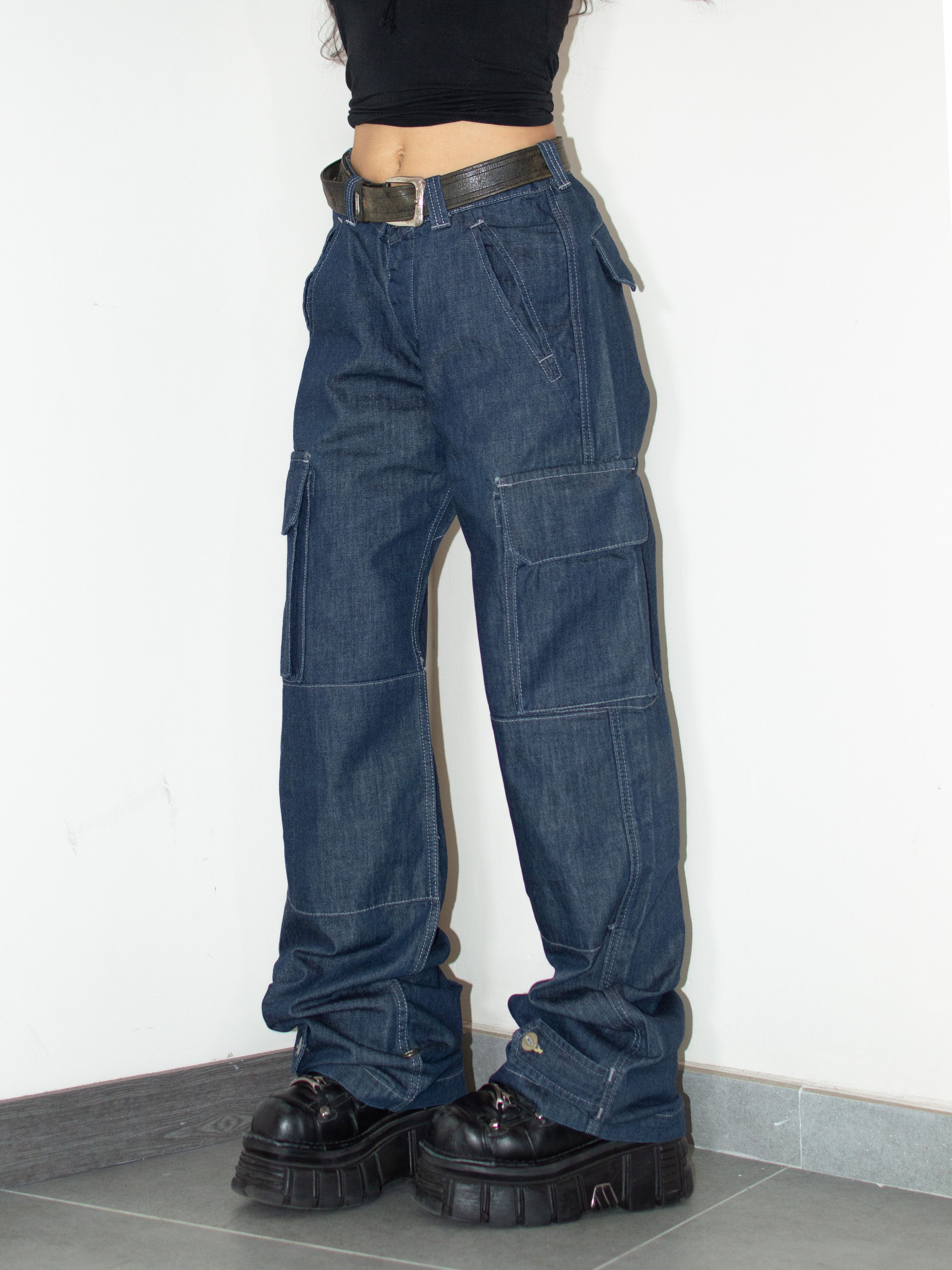 Lee Y2k Union Alls Lee Dark Blue Deadstock Baggy Tapered Jeans Size 32" / US 10 / IT 46 - 3 Thumbnail