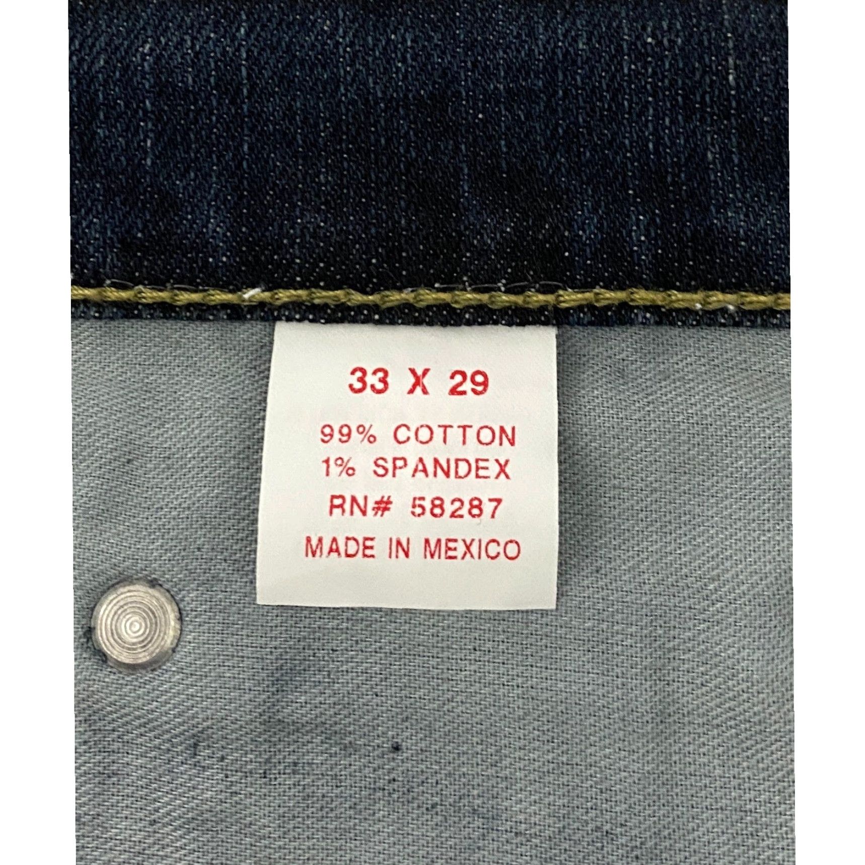 Vintage Arizona Jean Co Jeans Mens 33x29 Skinny Dark Wash Stretch Denim Cotton Blend Regular Inseam 29 Button Zip 5-Pocket Solid Blue Mexico Size US 33 - 4 Thumbnail