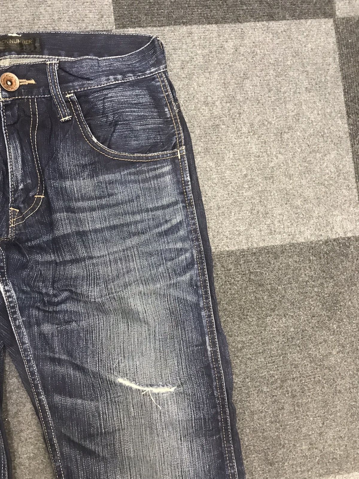 Japanese Brand BACK NUMBER Distressed Buckle Back Jeans Size US 31 - 4 Thumbnail