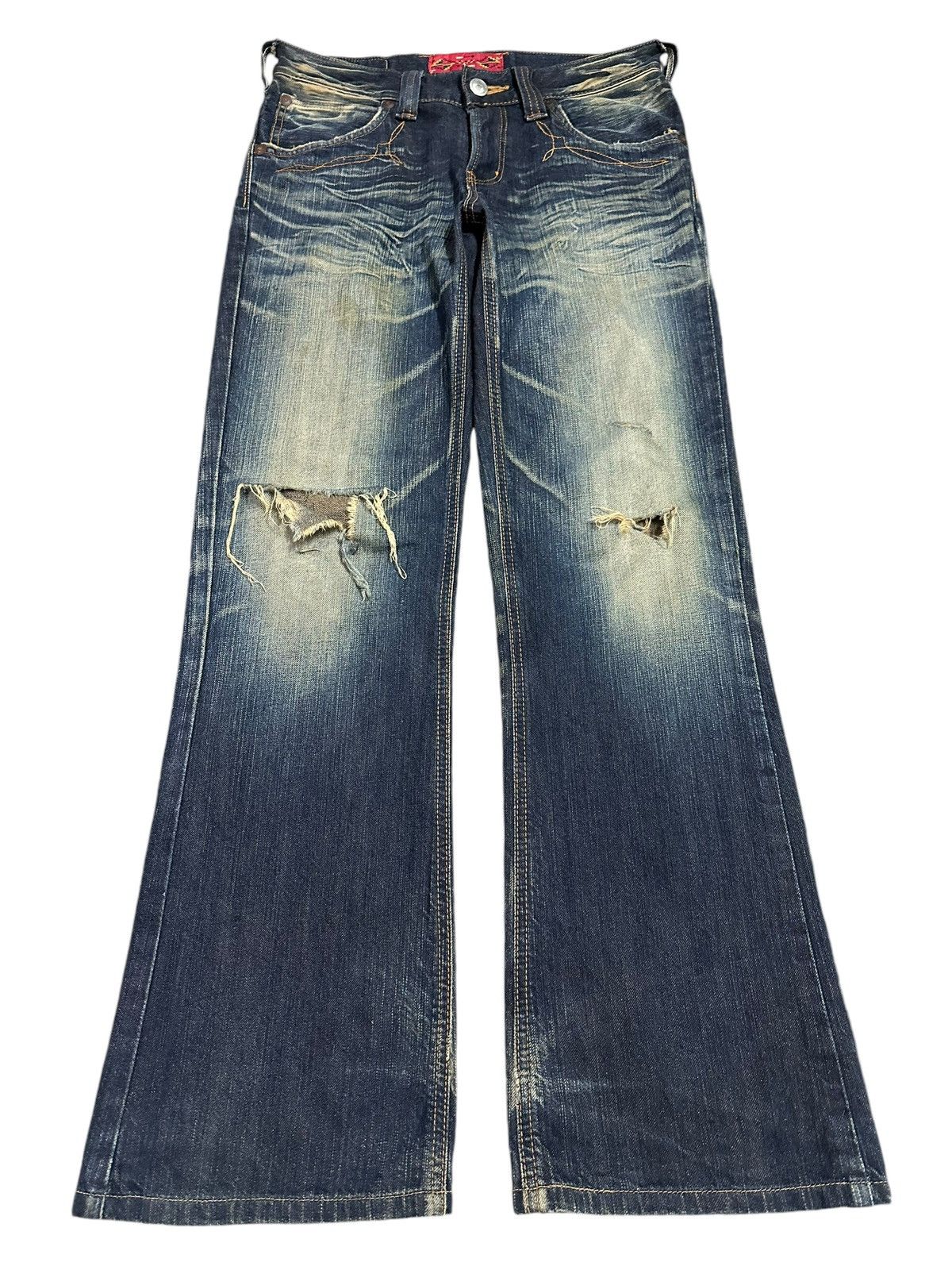 Edwin Vintage Edwin Blue Trip Blue Wash Distressed Loose Jeans Size US 31 - 1 Thumbnail