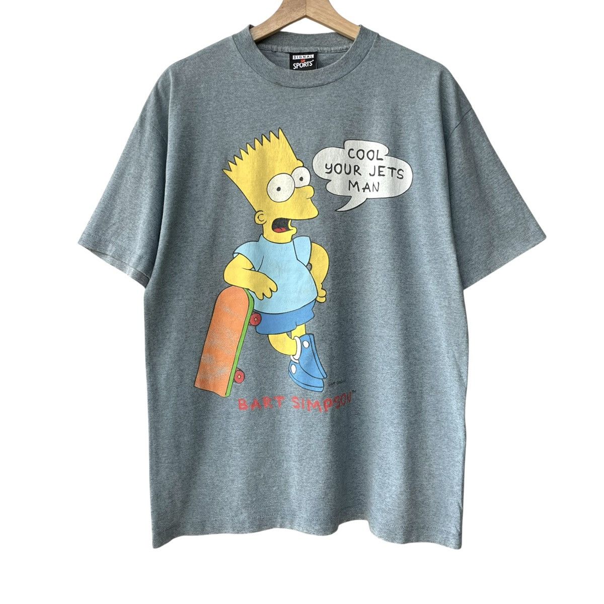 The Simpsons Bart Simpson Cool Your Jets Vintage 1990s Signal Cartoon Tee Size US L / EU 52-54 / 3 - 1 Thumbnail