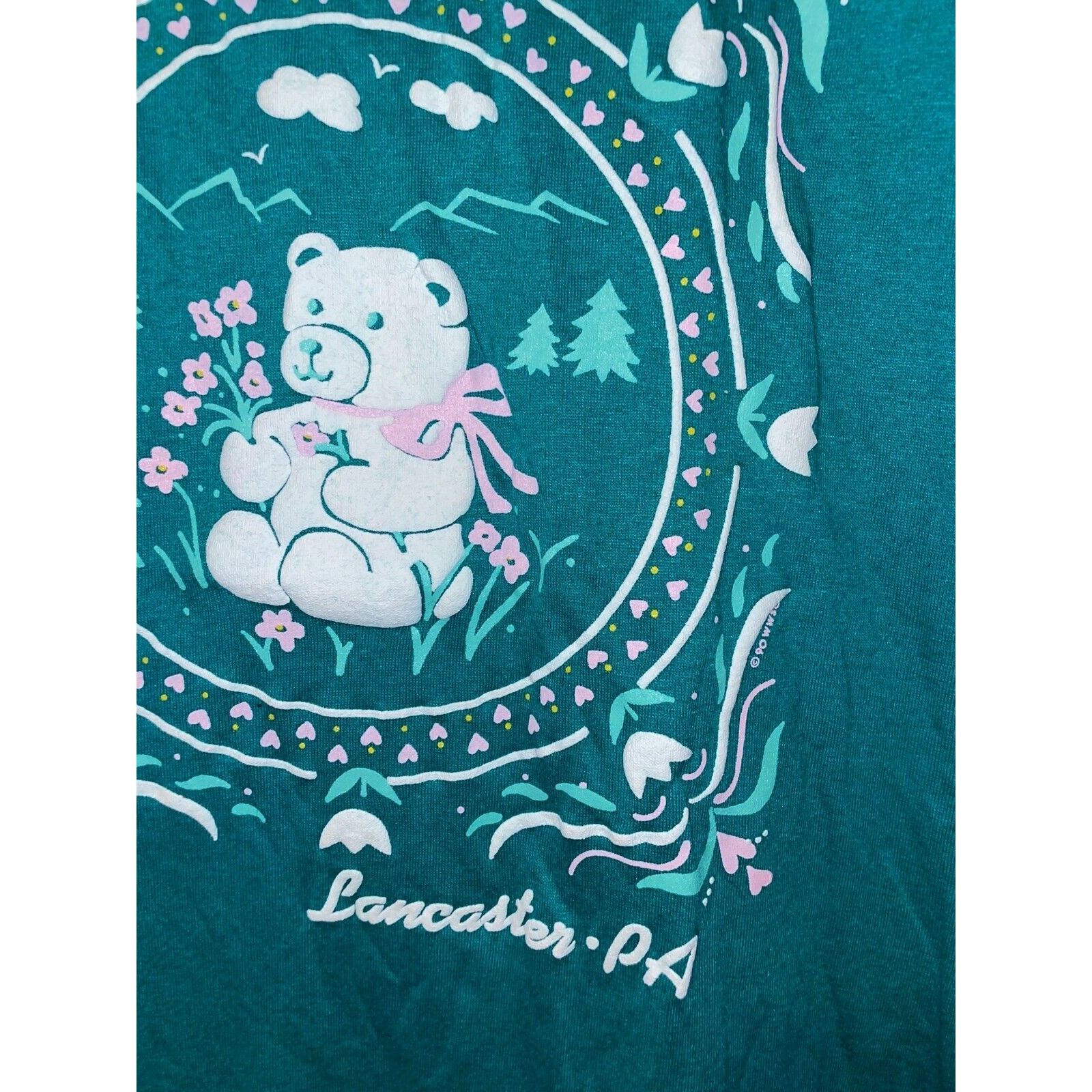 Jerzees Vintage Lancaster Shirt Pennsylvania Tee Teal 1988 80s Large Size US L / EU 52-54 / 3 - 2 Thumbnail