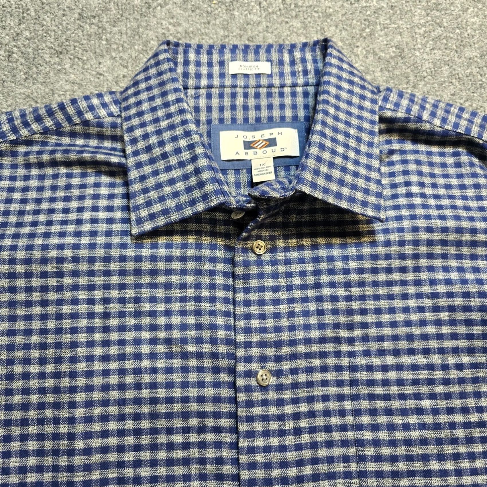 Joseph Abboud Joseph Abboud Shirt Mens 1X Blue Plaid Gingham Flannel Long Sleeve Button Career Shirt Size US XL / EU 56 / 4 - 2 Thumbnail