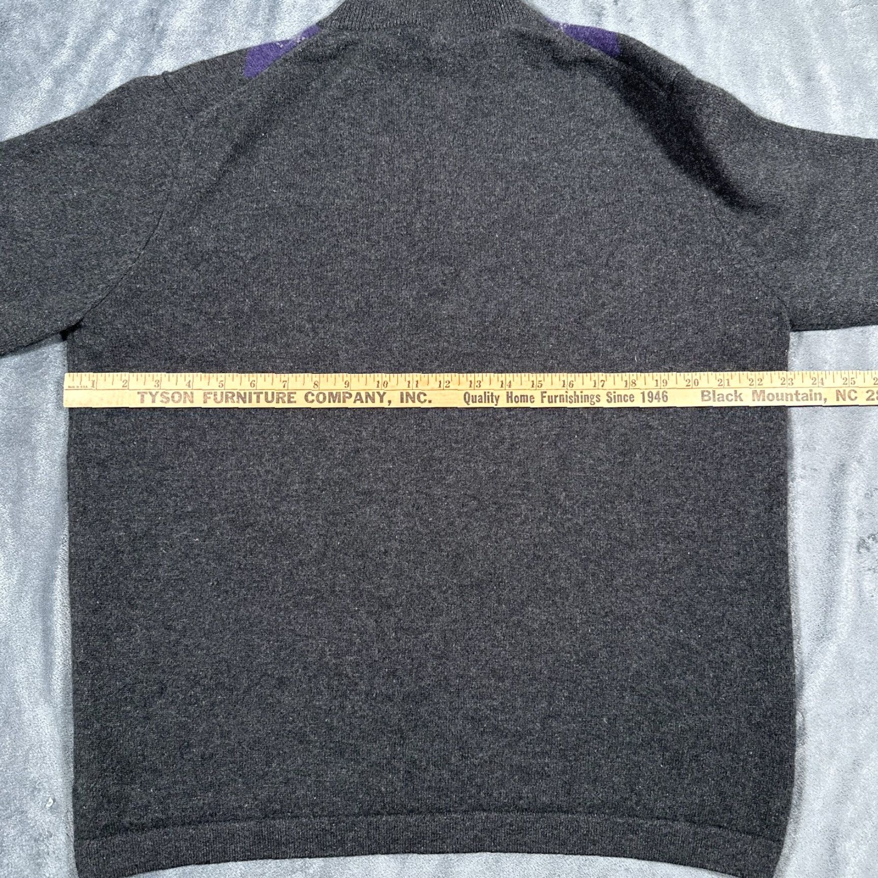 Vintage Vintage Harrison Cashmere Sweater Men XL Gray Argyle 1/4 Zip Pullover Fall Winter Size US XL / EU 56 / 4 - 6 Thumbnail