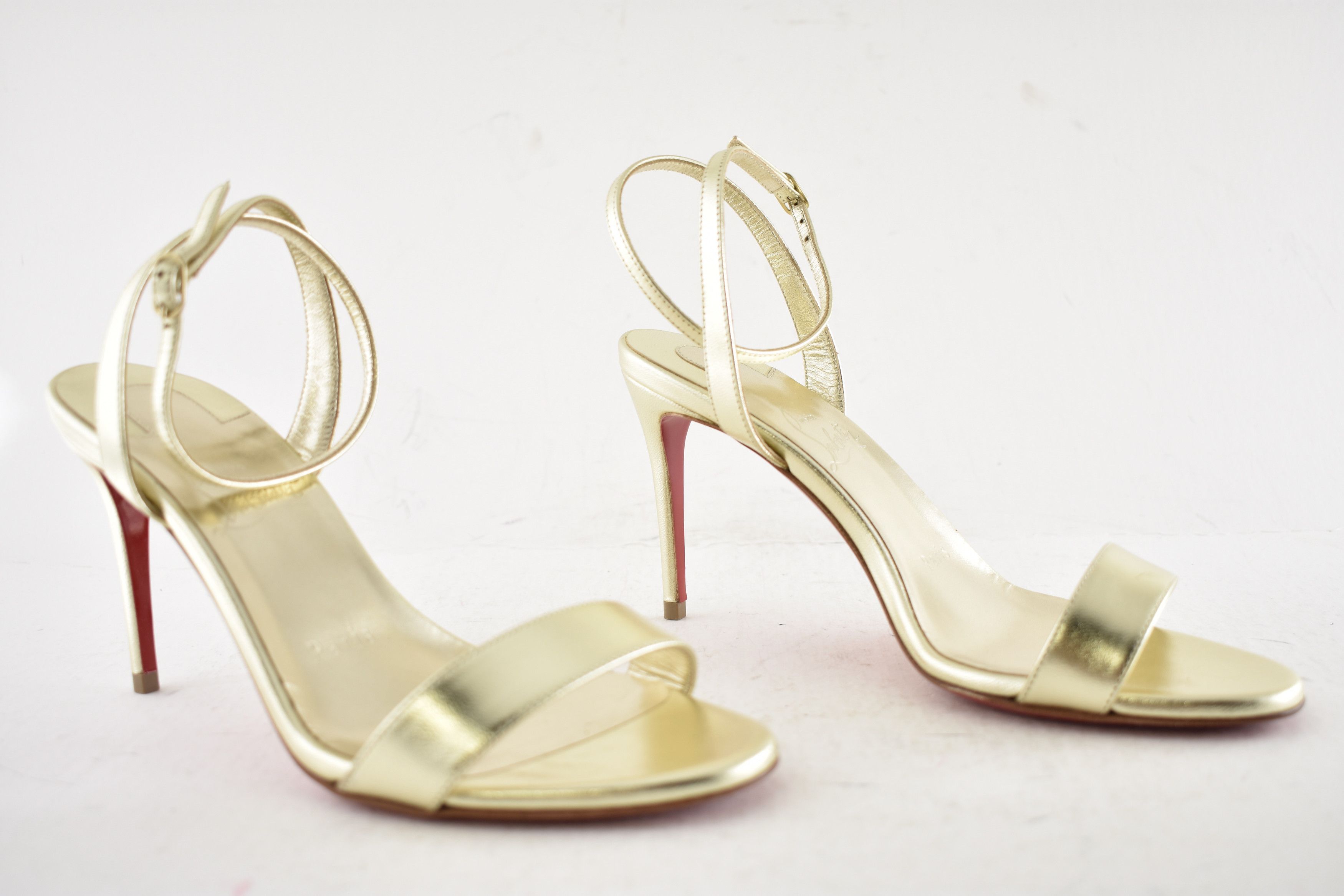 Christian Louboutin Loubigirl 85 Platine Gold Ankle Strap Sandal Heel Pump 41 Size US 11 / IT 41 - 4 Thumbnail