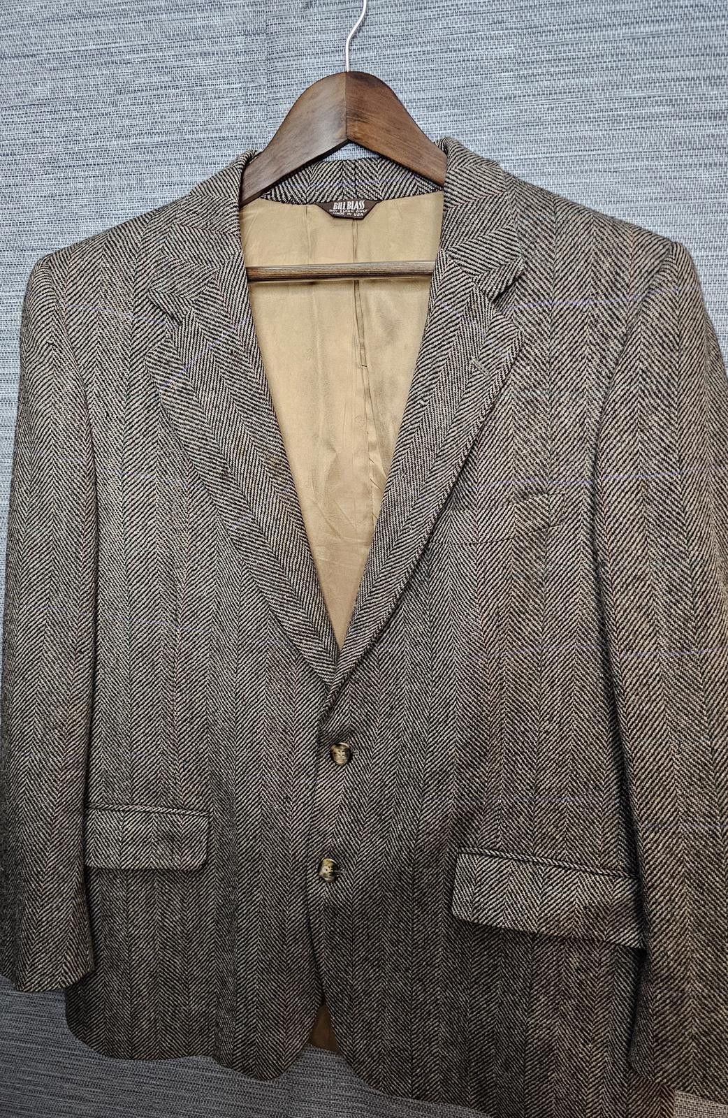 Bill Blass Bill Blass Jacket Brown Men Size L Herringbone Tweed Blazer Size 42R - 2 Thumbnail