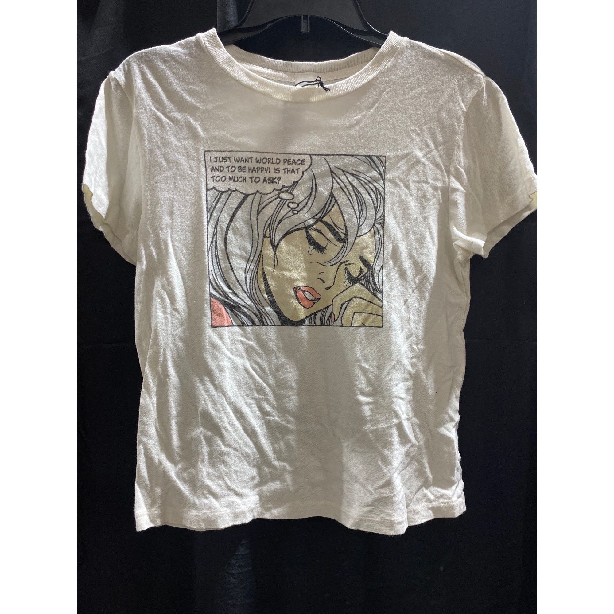 image of Redone NWT Re/done Classic World Peace Tee Small in White, Women's