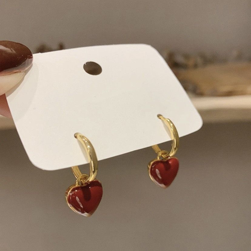 Vintage 18k Gold Plated Love Heart Dangle Drop Earrings For Women Grailed