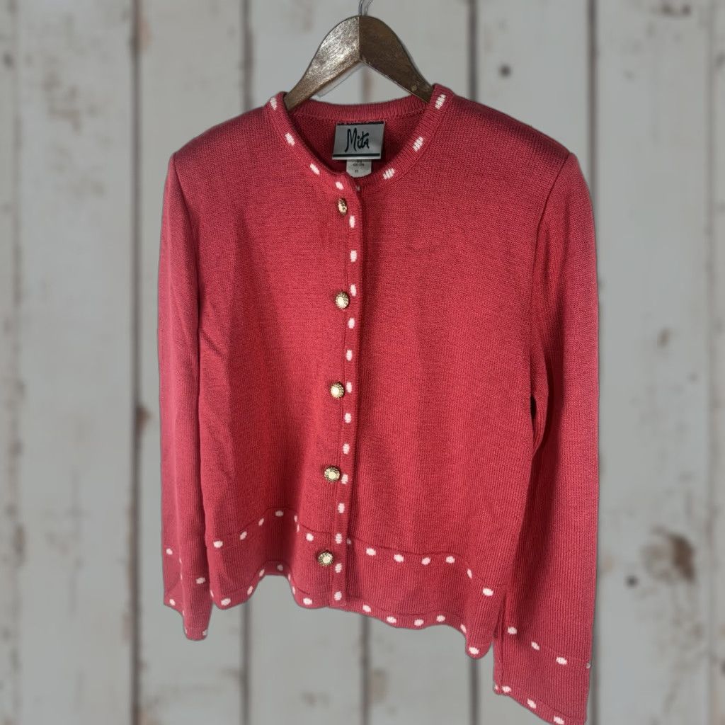 Pinko VINTAGE Mita Pink Cardigan Womens Size 8 Knit Sweater Long Sleeve Round Neck 80s Casual Size M / US 6-8 / IT 42-44 - 1 Thumbnail
