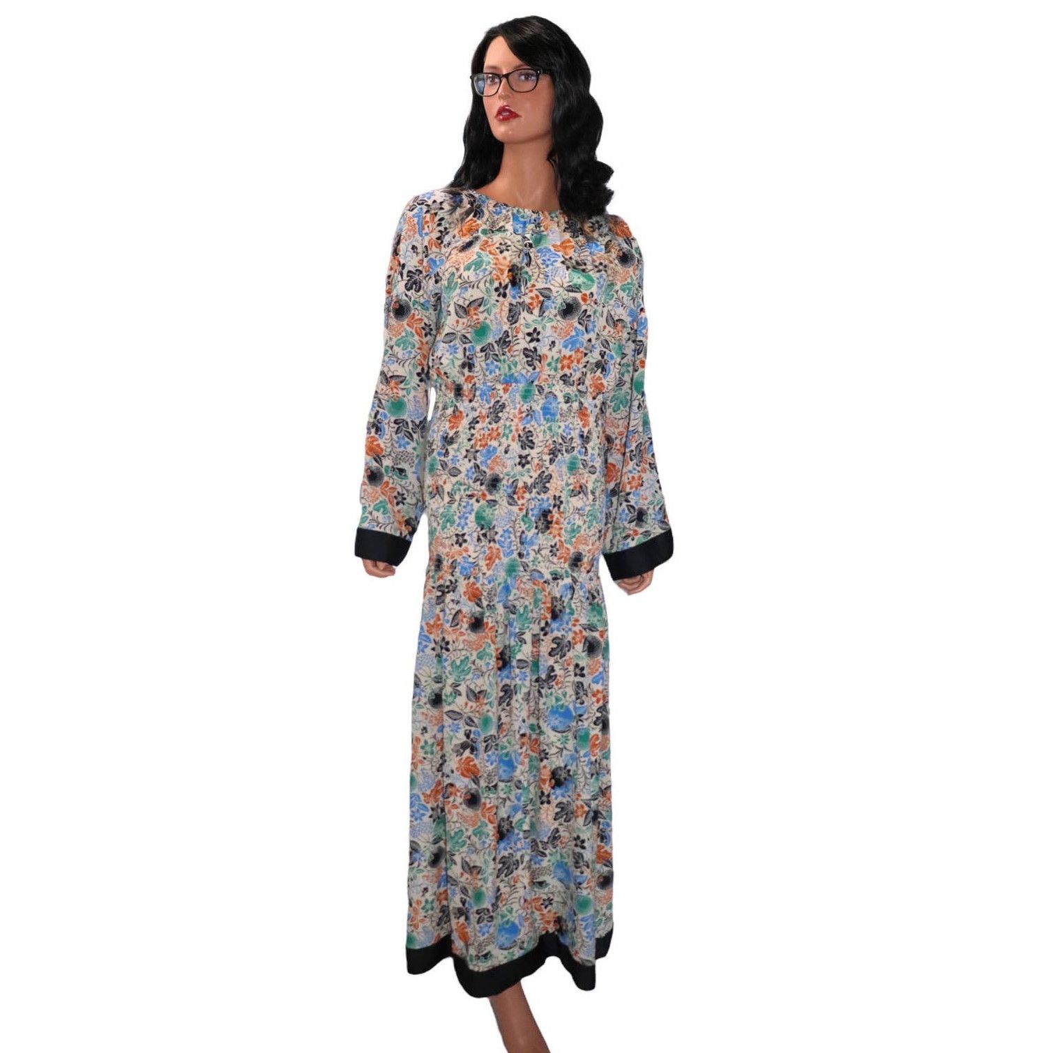 Rodebjer Reham Long Sleeve Midi Floral Dress Size Large