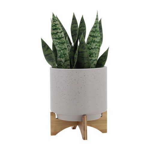 Designer × Homemade 10" PLANTER W/ WOOD STAND, MATTE BEIGE Size US L / EU 52-54 / 3 - 4 Thumbnail