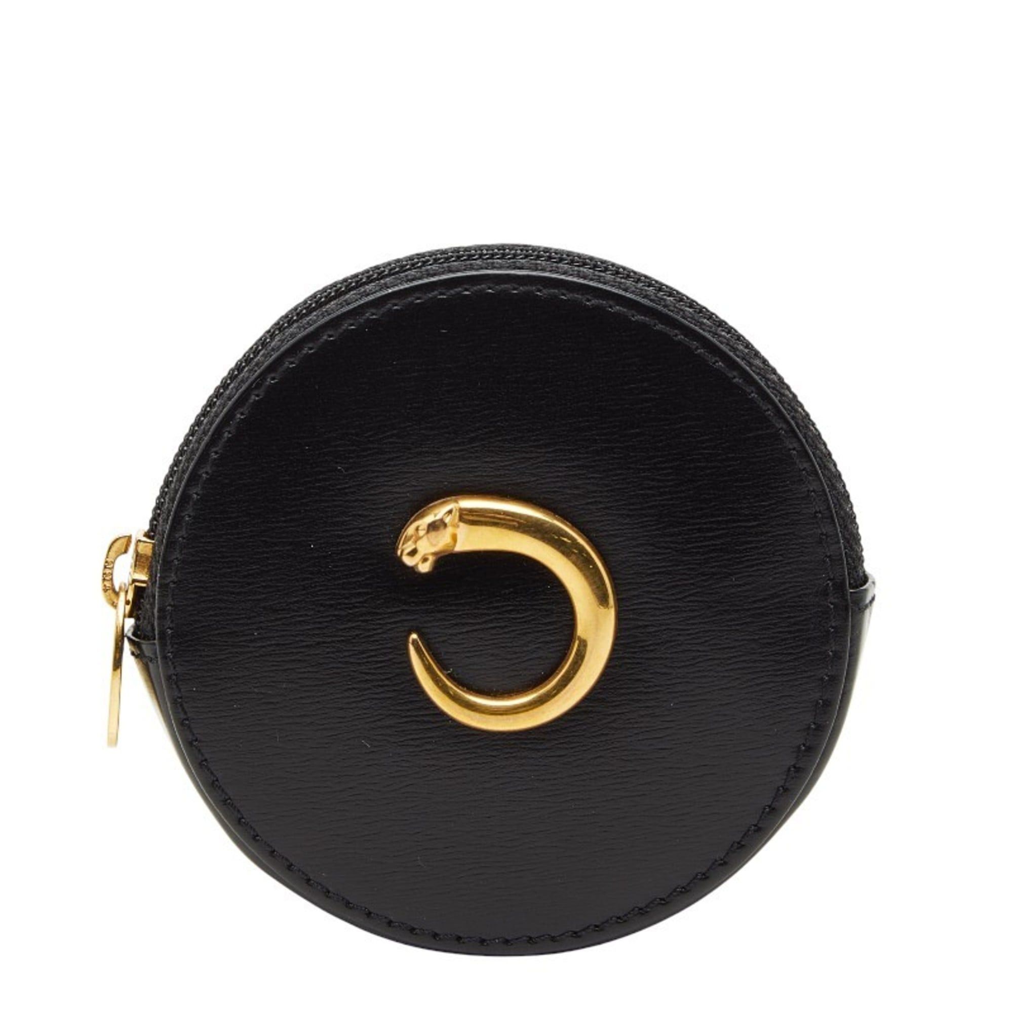 Cartier Cartier Panthère Round Wallet/Coin Case in Black and Gold Leather for Women Size ONE SIZE - 1 Thumbnail