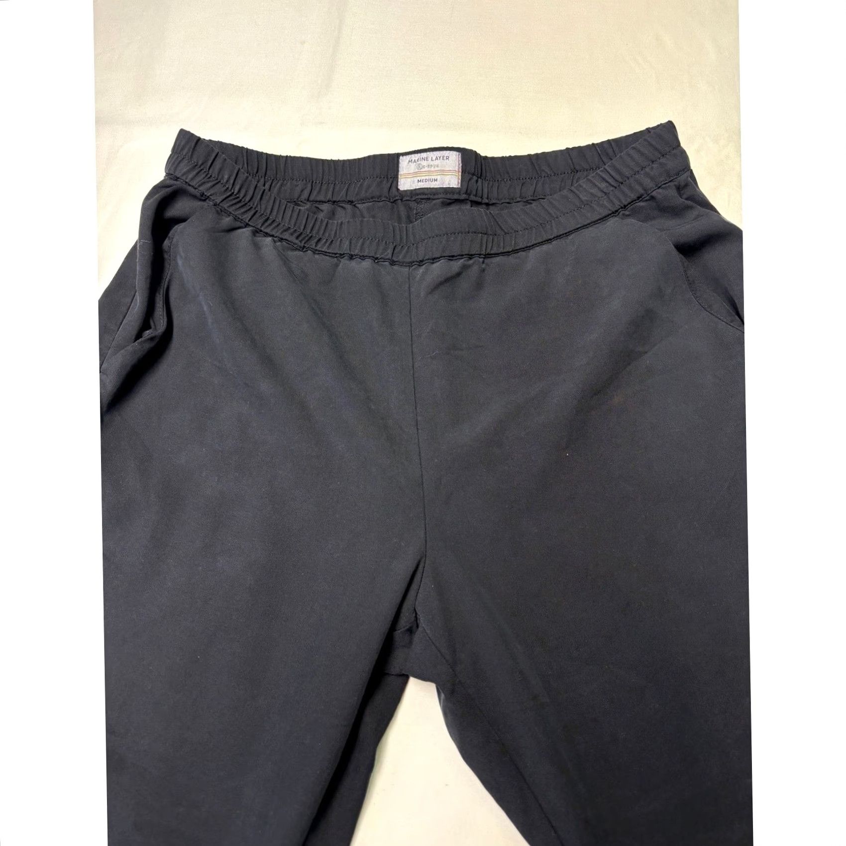 Marine Layer MARINE LAYER Pants Black Elastic Waist Relaxed Fit Casual Travel Women M Medium Size 32" / US 10 / IT 46 - 2 Thumbnail