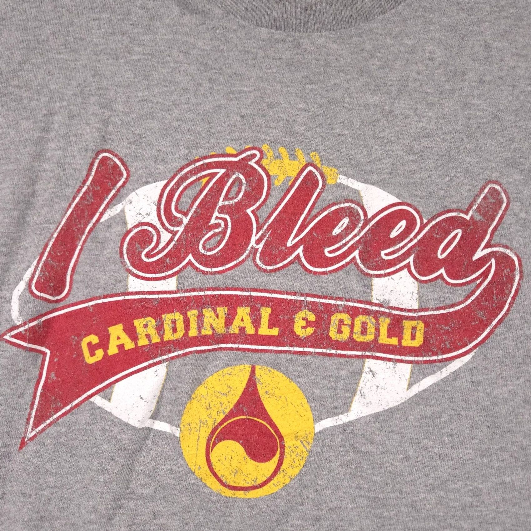Vintage Cardinal & Gold Football Shirt Mens 2XL Gray I Bleed Graphic Tee Fan Spirit Size US XXL / EU 58 / 5 - 4 Thumbnail