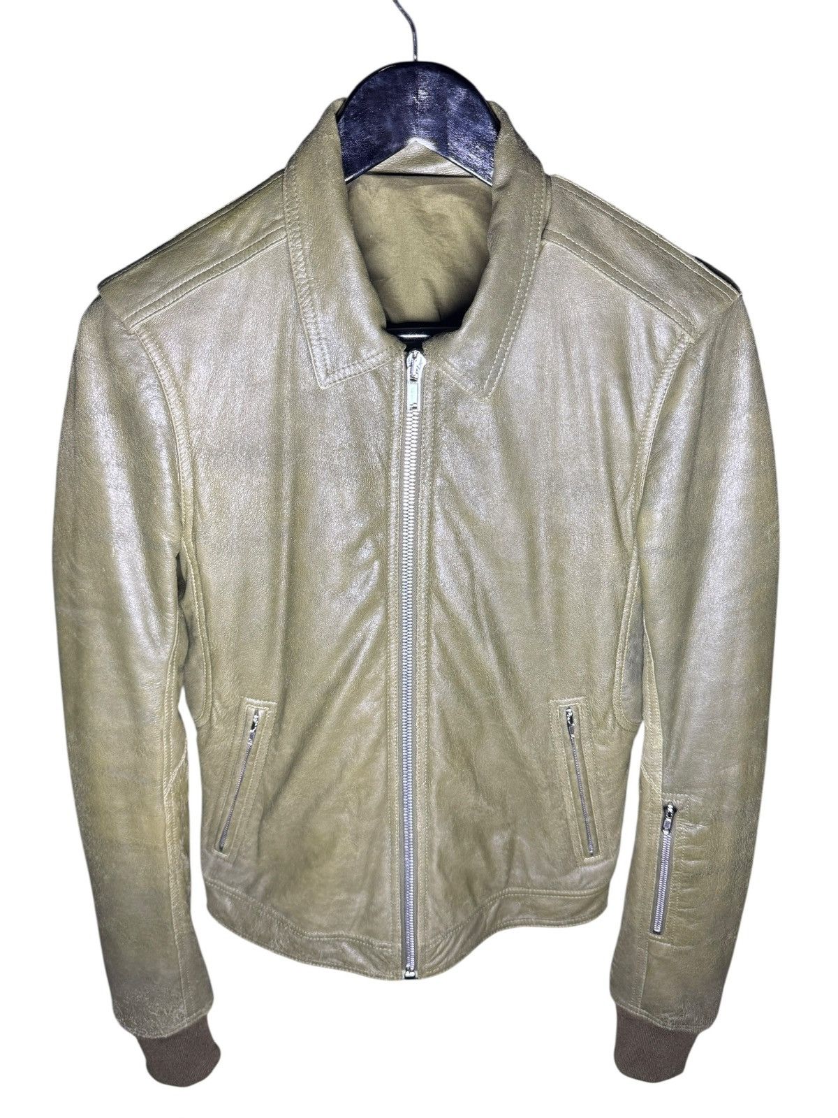 Rick Owens Rick Owens Dirty Green Leather Flight Jacket – FW18 Size US S / EU 44-46 / 1 - 1 Thumbnail