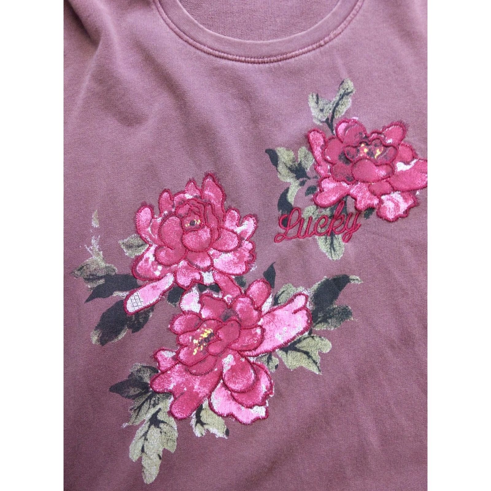 Lucky Brand Lucky Brand Sweater Womens Large Burgundy Floral Embroidered Crewneck Pullover Size L / US 10 / IT 46 - 5 Thumbnail