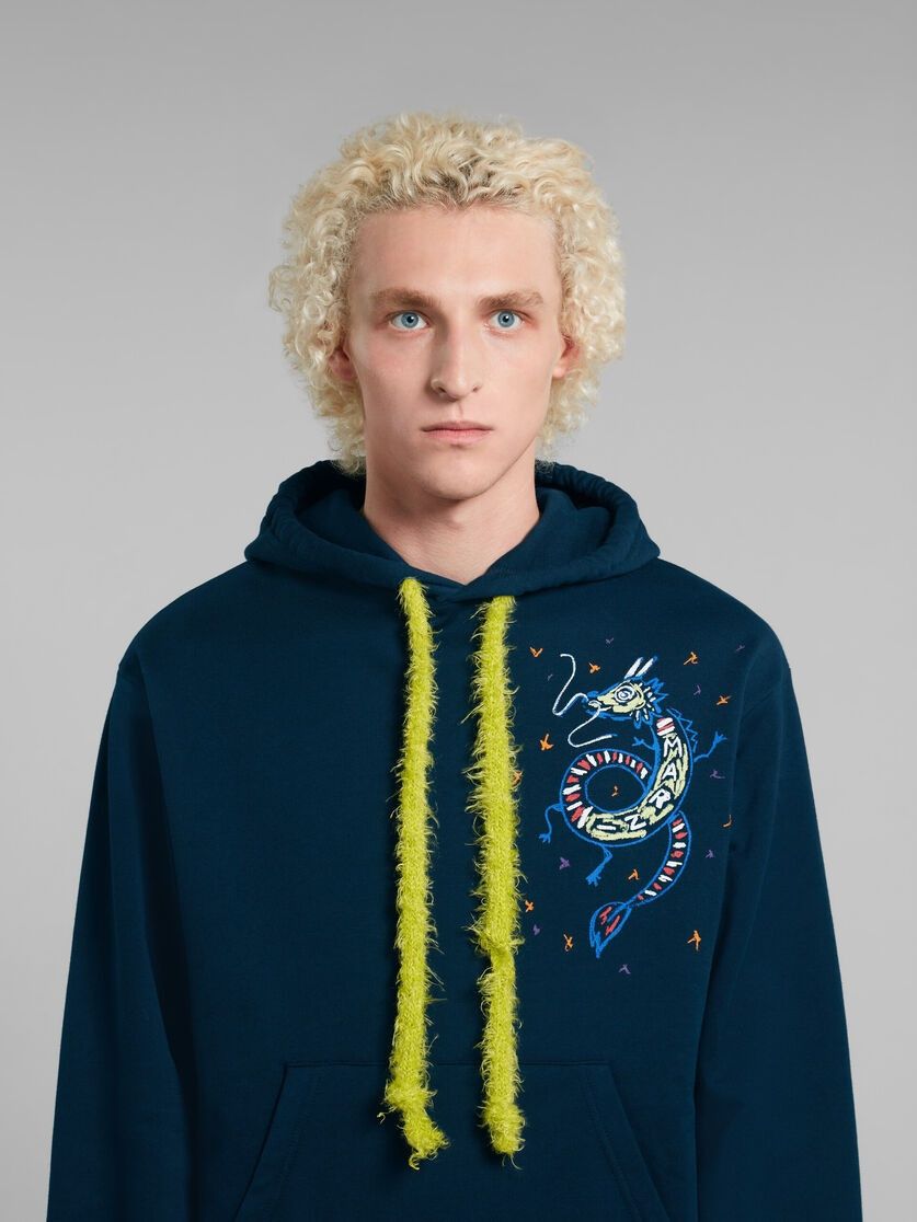 Marni o1w1db10125 Hoodie With Dragon Print in Blue Size US XL / EU 56 / 4 - 3 Thumbnail