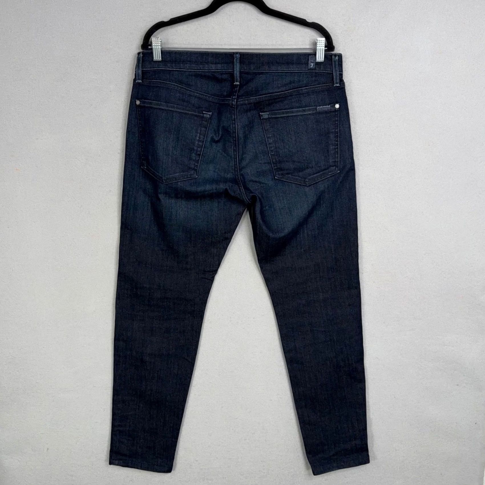 7 For All Mankind 7 For All Mankind Paxtyn Jeans Mens 34 Dark Blue Solid Skinny Stretch Denim Luxe Size US 34 / EU 50 - 5 Thumbnail
