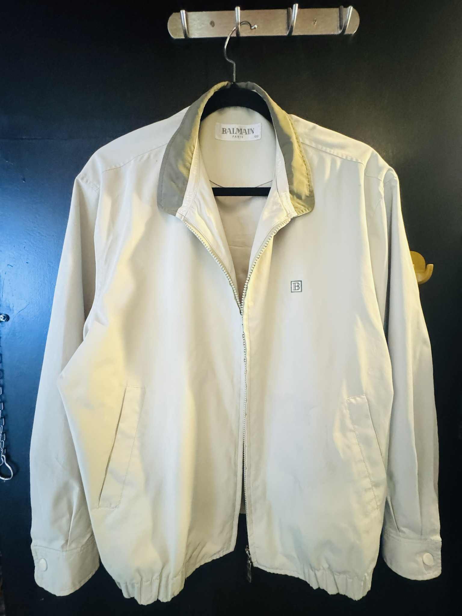 Balmain Vintage Balmain Paris Men's Beige Zip-Up Jacket Size US XL / EU 56 / 4 - 5 Thumbnail