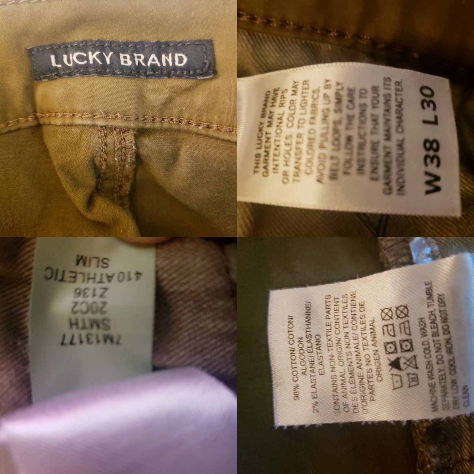 Lucky Brand Lucky Brand 410 Athletic Slim Jeans Mens 38x30 Green Khaki Stretch Denim Zip Button Tapered Preppy USA USA Theme Logo Size US 38 / EU 54 - 9 Thumbnail