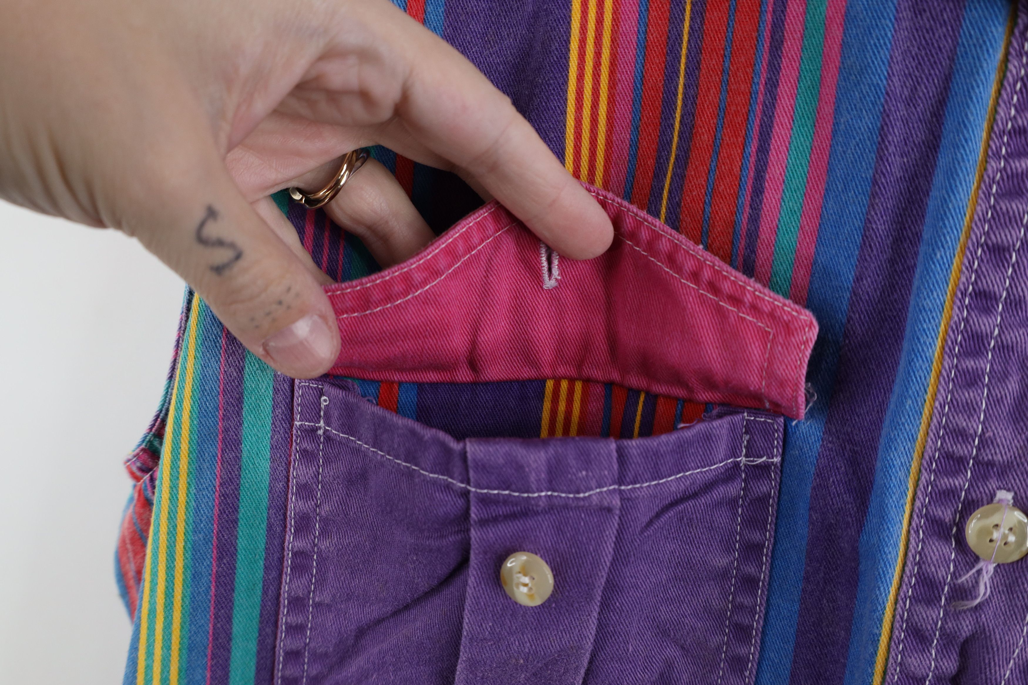 Vintage Vintage 90s Streetwear Rainbow Sleeveless Button Shirt Size M / US 6-8 / IT 42-44 - 6 Thumbnail