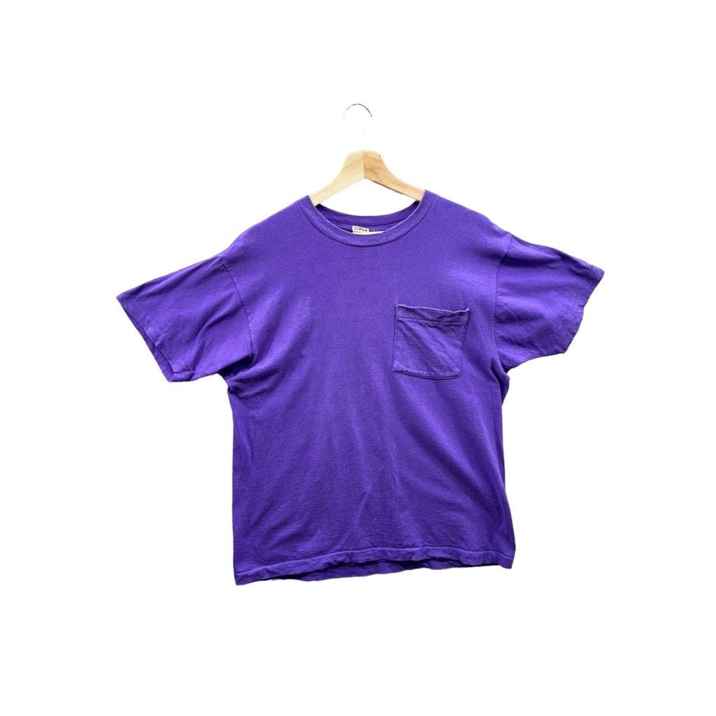 Vintage Vintage 1990's BVD Essential Purple Pocket Tee Size US L / EU 52-54 / 3 - 1 Thumbnail