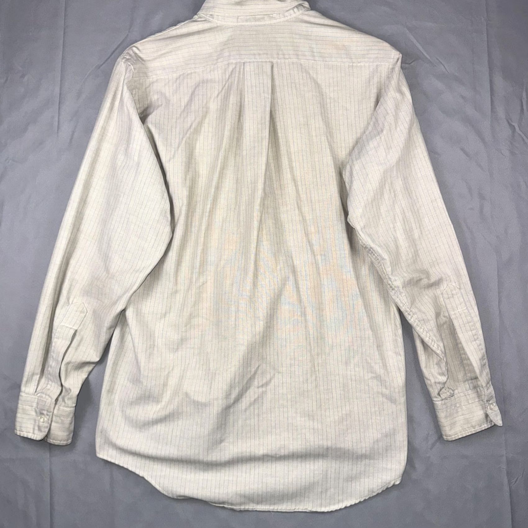 Vintage VINTAGE L.L. Bean Shirt Mens Medium Beige Stripe Button Front Long Sleeve Casual Size US M / EU 48-50 / 2 - 2 Thumbnail