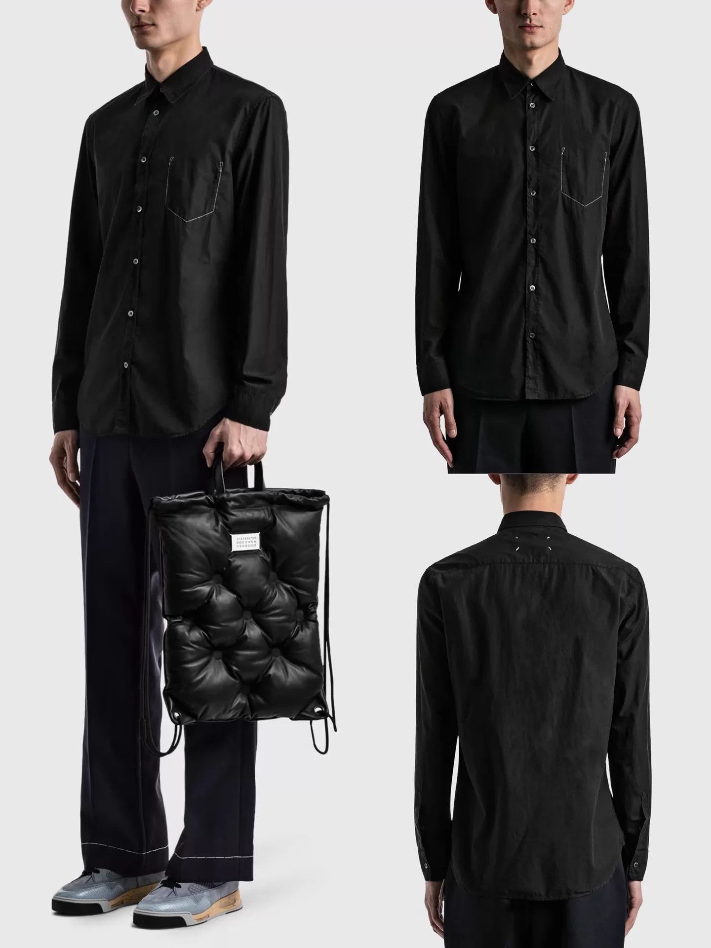 Maison Margiela Maison Margiela S/S21 Black Topstitch Pocket Shirt 40 Size US M / EU 48-50 / 2 - 9 Thumbnail