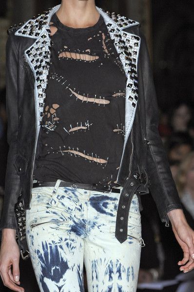 Balmain Balmain by Decarnin SS11 Tie-Dye Runway Biker Denim Jeans Size US 30 / EU 46 - 3 Thumbnail