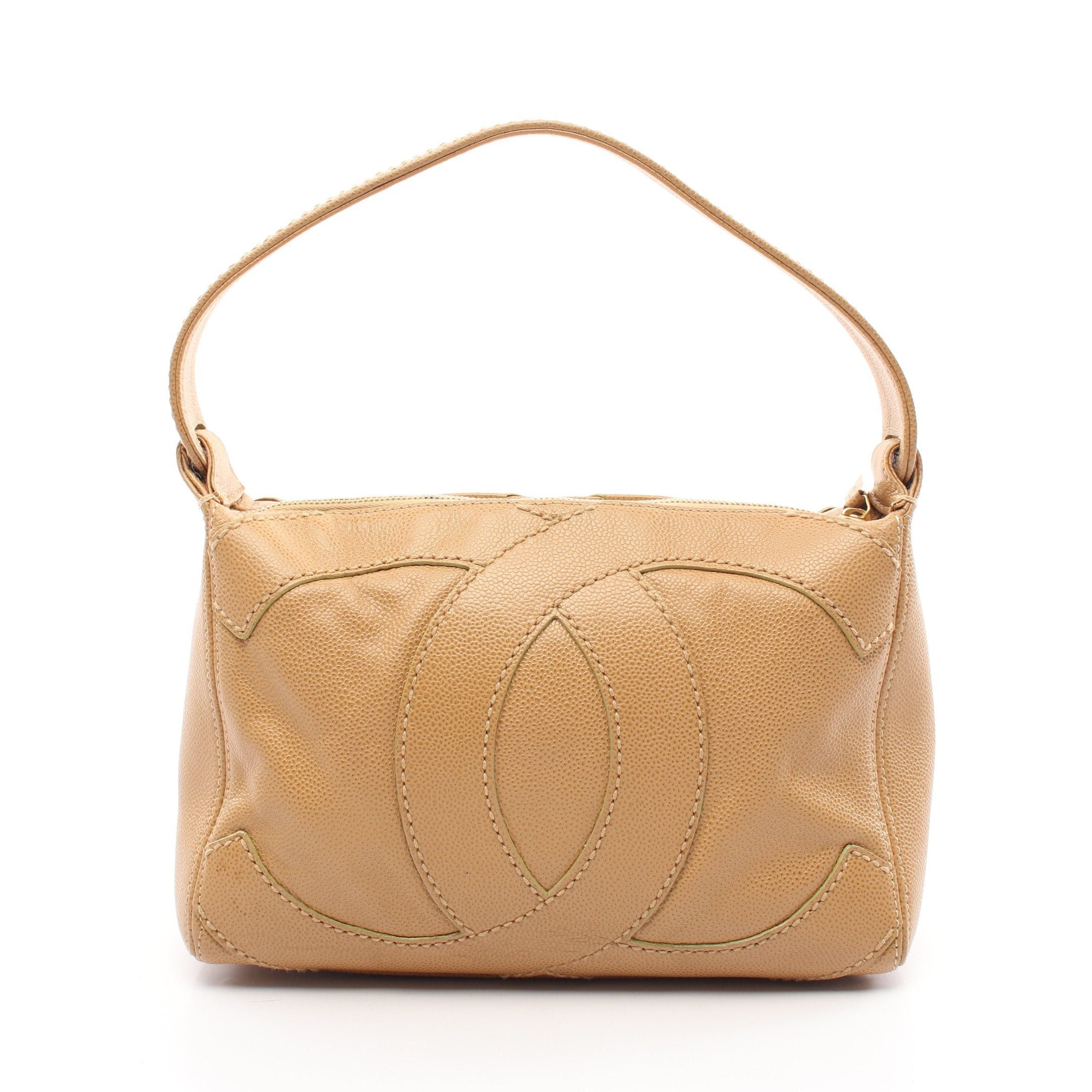 Chanel Chanel Big Coco Mark Shoulder Bag Caviar Skin Beige Gold Hardware Size ONE SIZE - 1 Thumbnail