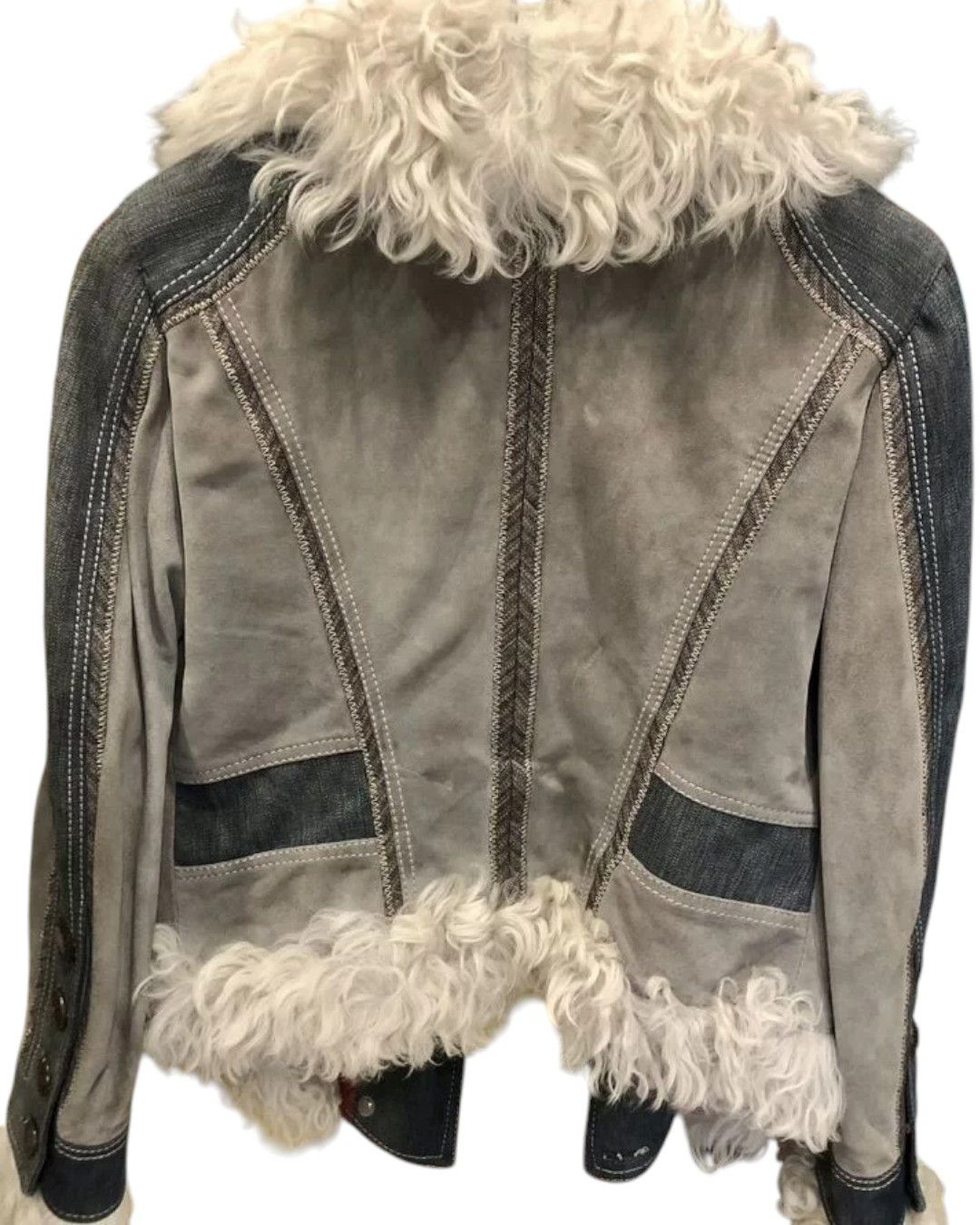 Roberto Cavalli F/W 2003 RUNWAY LAMB FUR DENIM JACKET Size M / US 6-8 / IT 42-44 - 3 Thumbnail